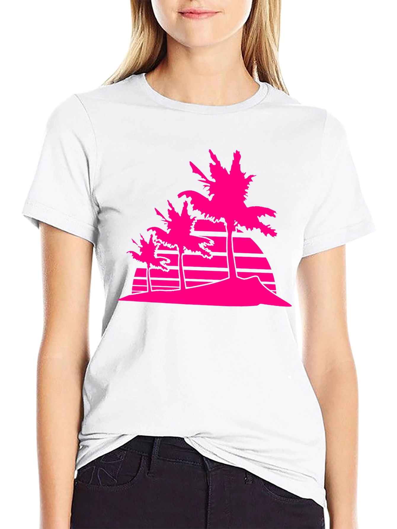 Retro Palm Tree Graphic T-Shirt - Black