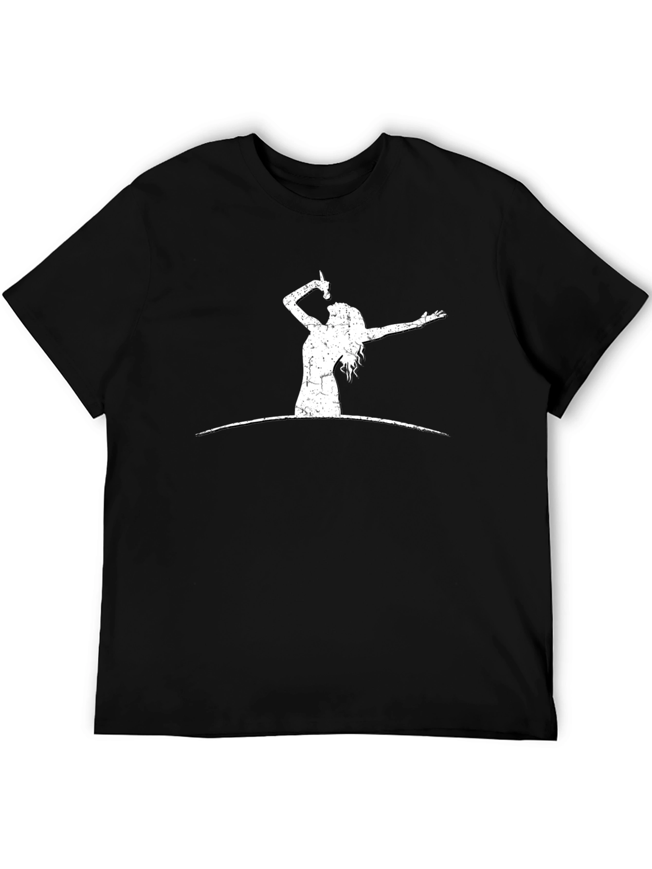 Retro Rocker Graphic Tee - Black Cotton Casual T-Shirt