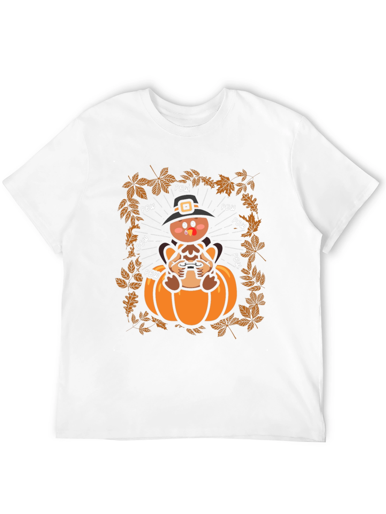 Thanksgiving Turkey Gamer Black T-Shirt