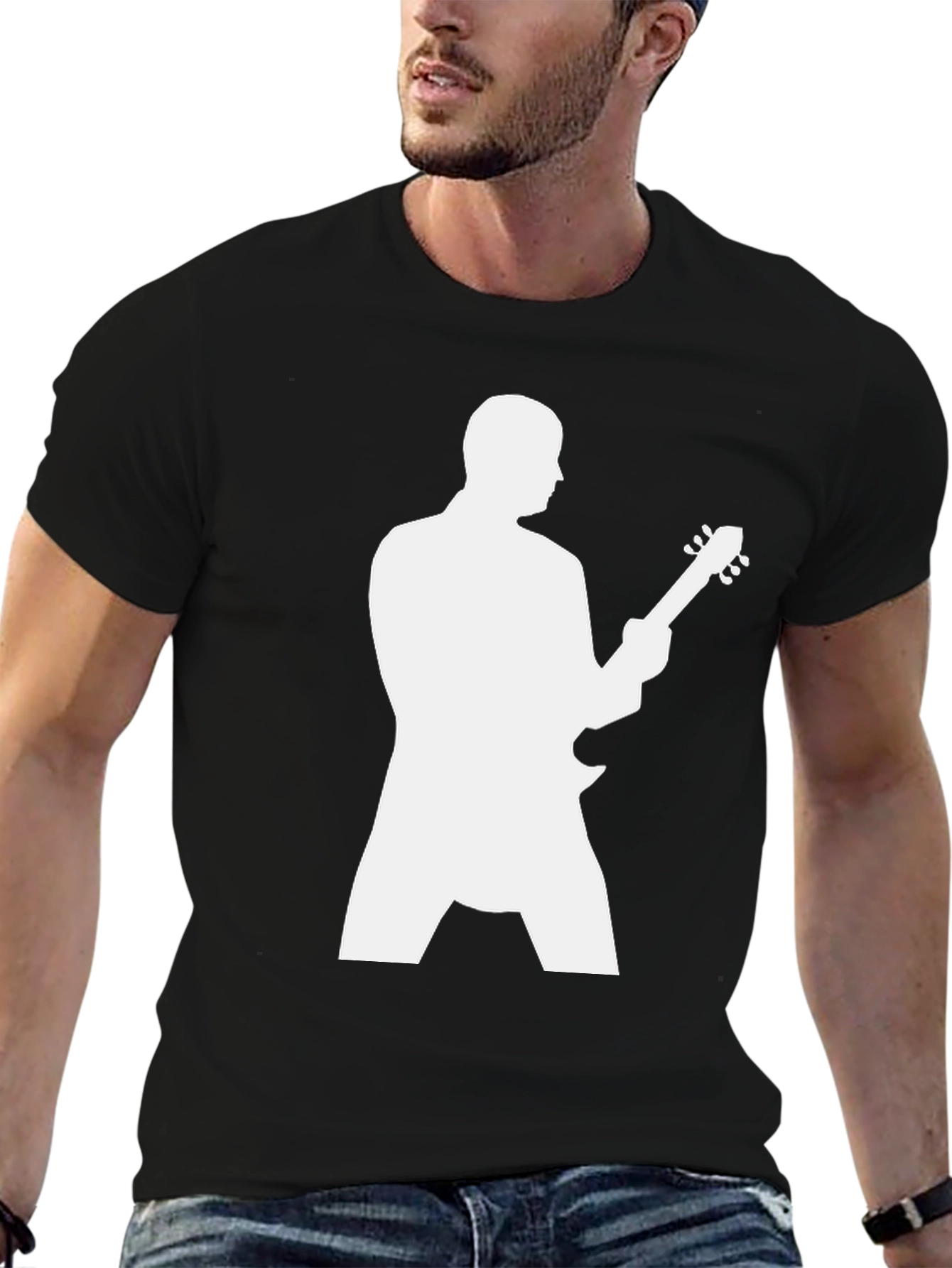Guitarist Silhouette Graphic Black T-Shirt