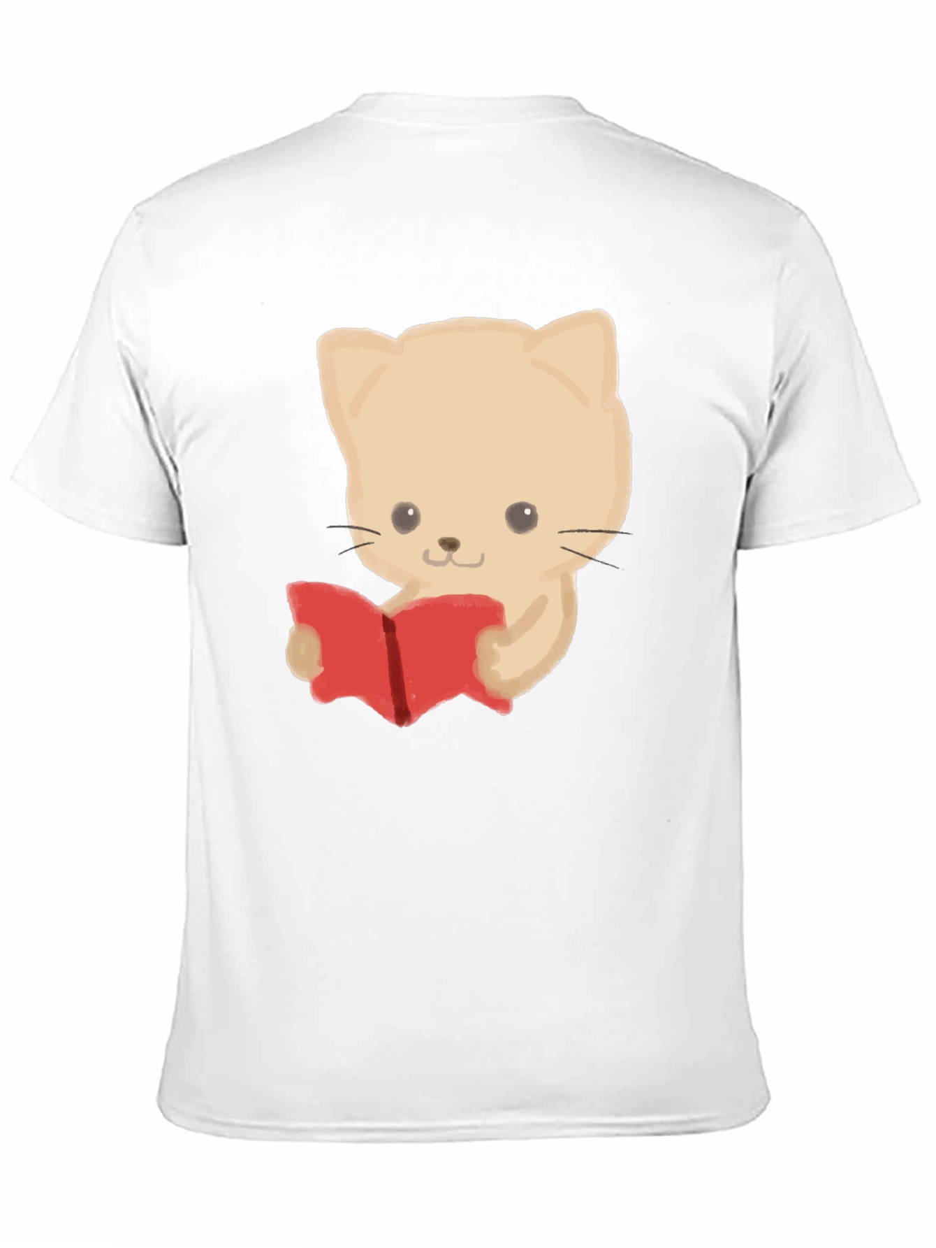 Reading Cat Graphic Tee - Black Cotton T-Shirt