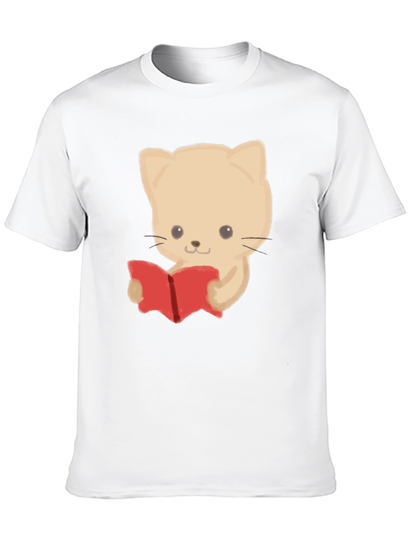 Reading Cat Graphic Tee - Black Cotton T-Shirt