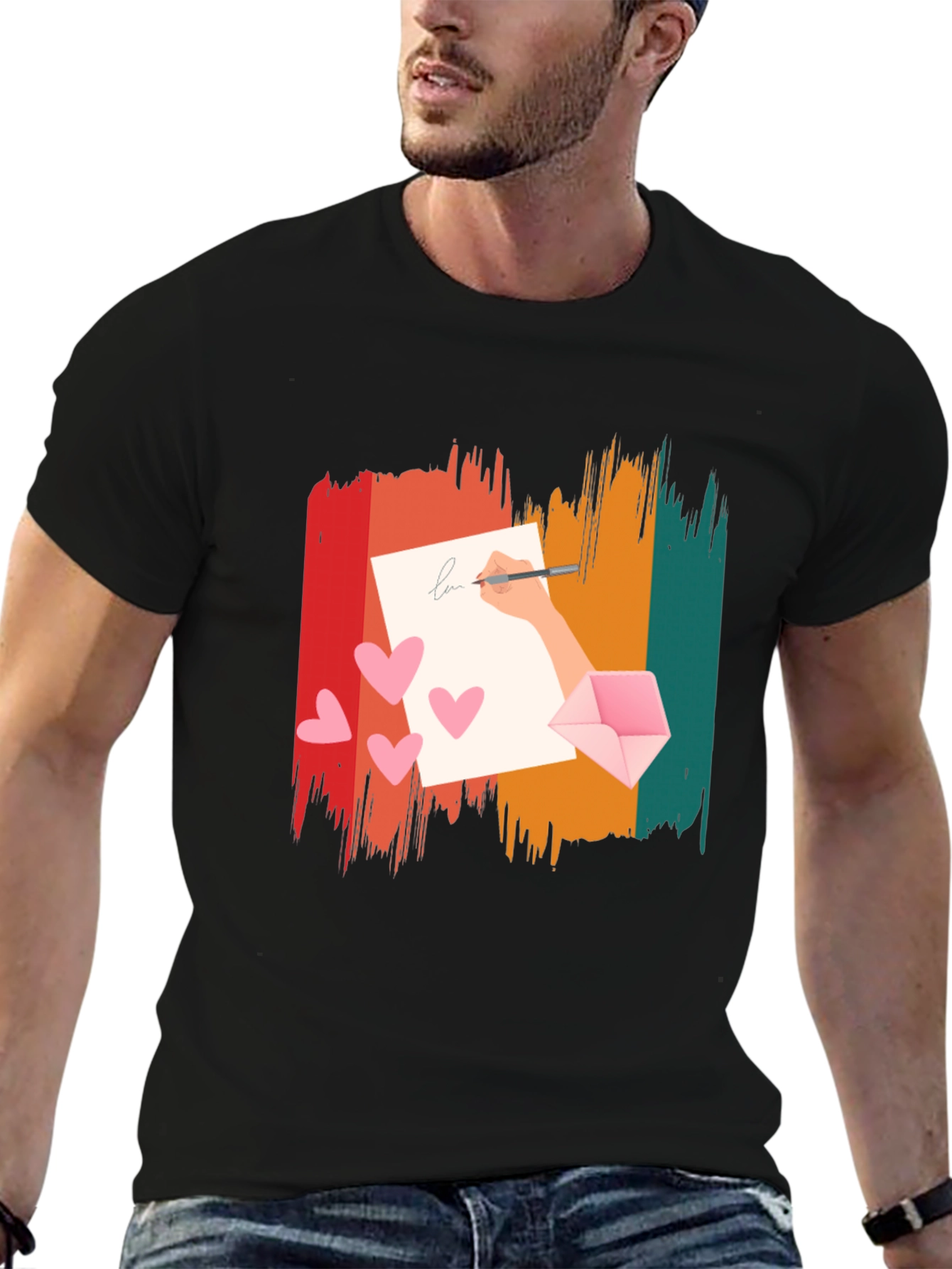 Retro Love Letter Graphic Tee - Black