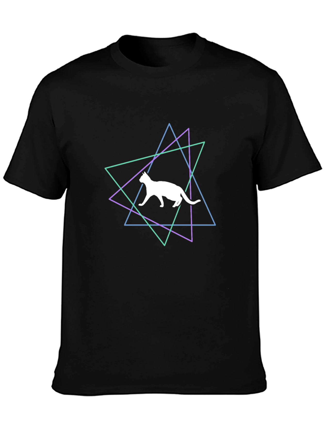 Geometric Cat Graphic T-Shirt