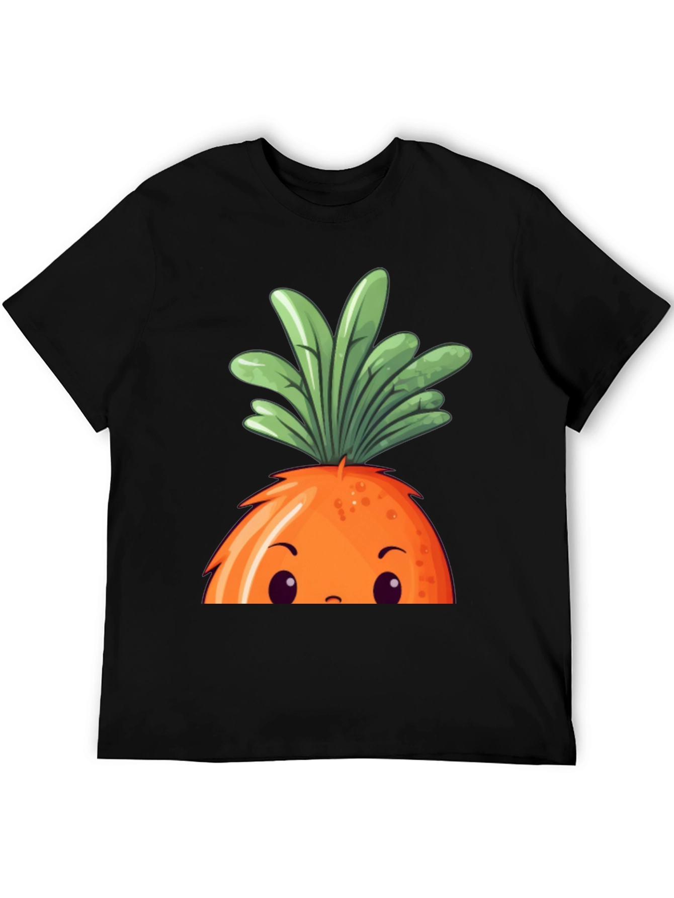 Cartoon Carrot Graphic Black Tee