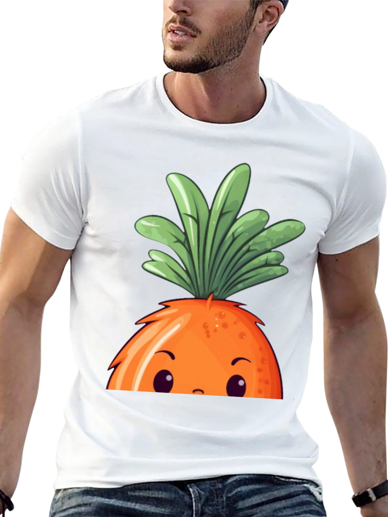 Cartoon Carrot Graphic Black Tee