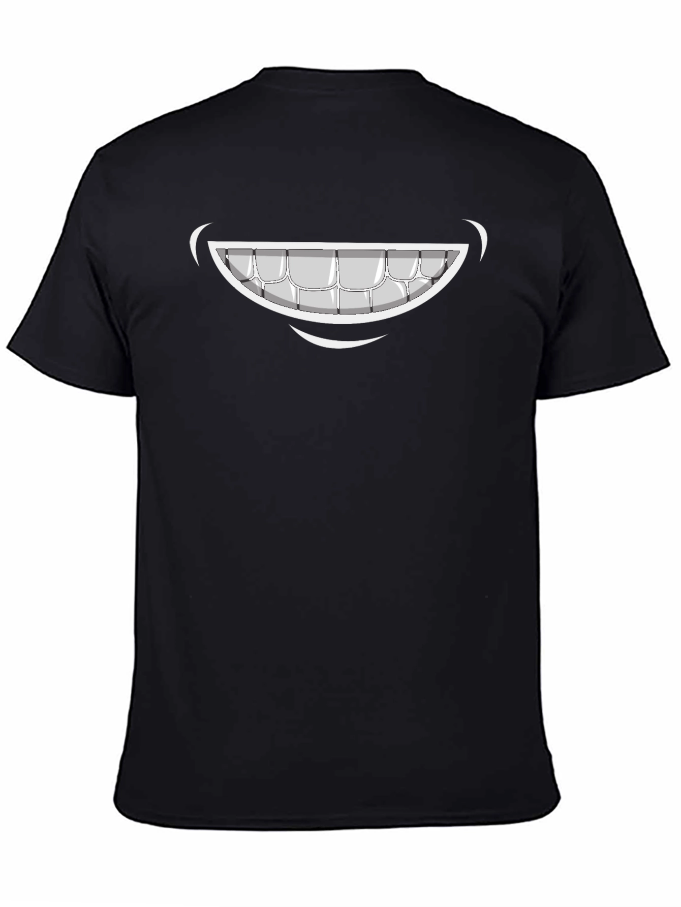 Cartoon Smile Graphic Tee - Black Cotton T-Shirt