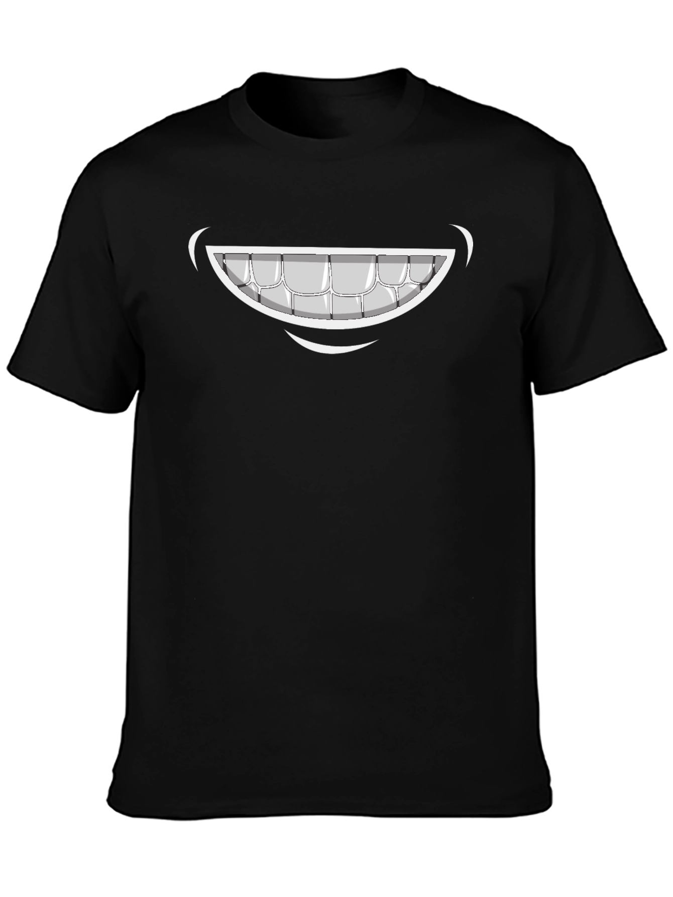 Cartoon Smile Graphic Tee - Black Cotton T-Shirt