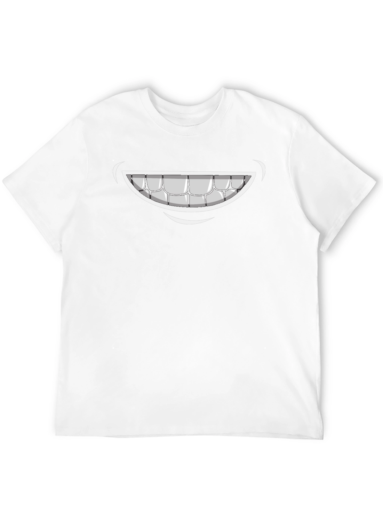 Cartoon Smile Graphic Tee - Black Cotton T-Shirt