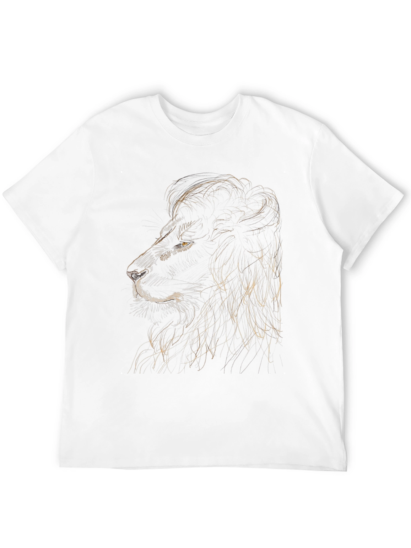 Lion Sketch Graphic Tee - Black Cotton T-Shirt