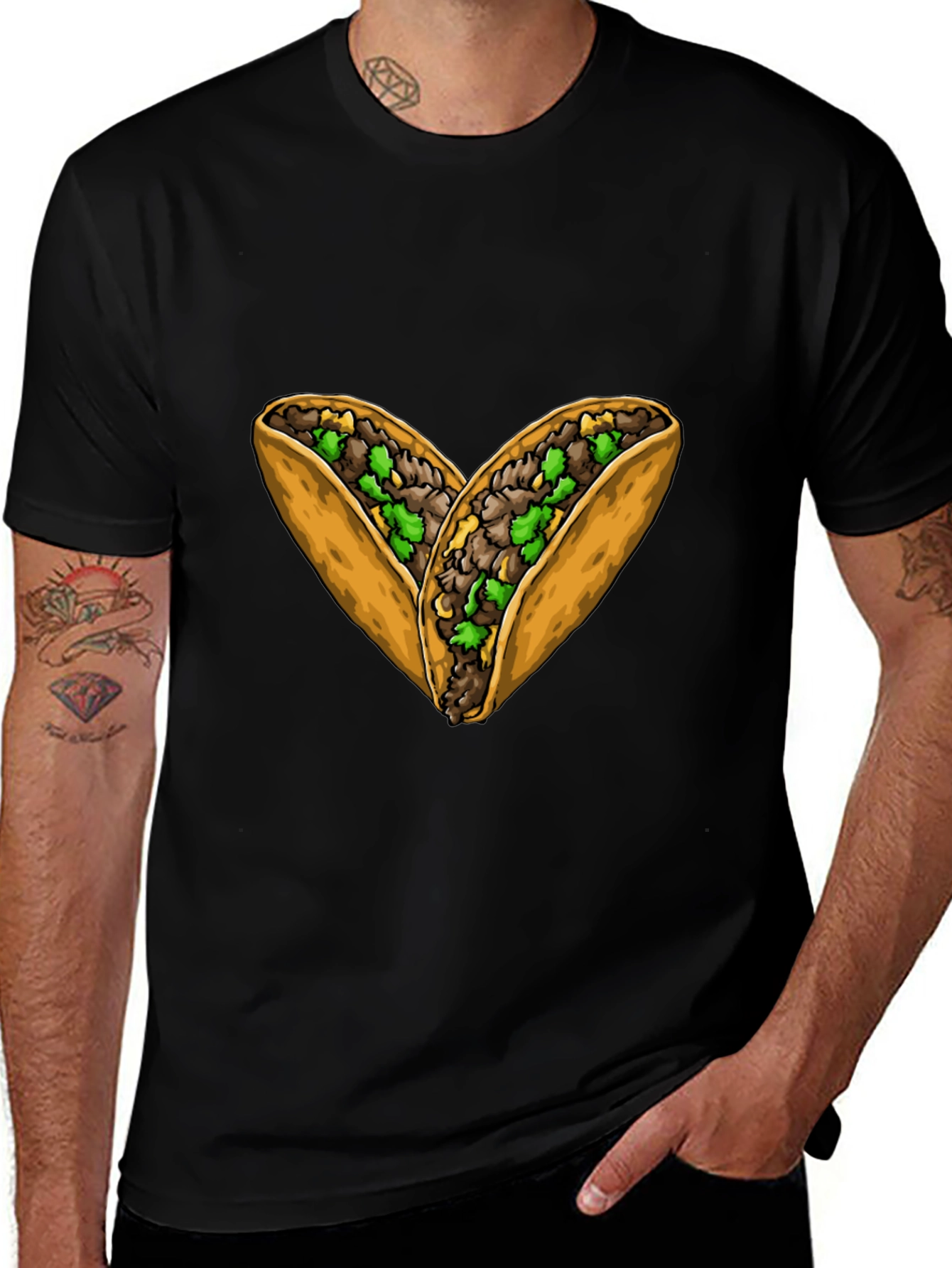 Taco Heart Graphic Black T-Shirt