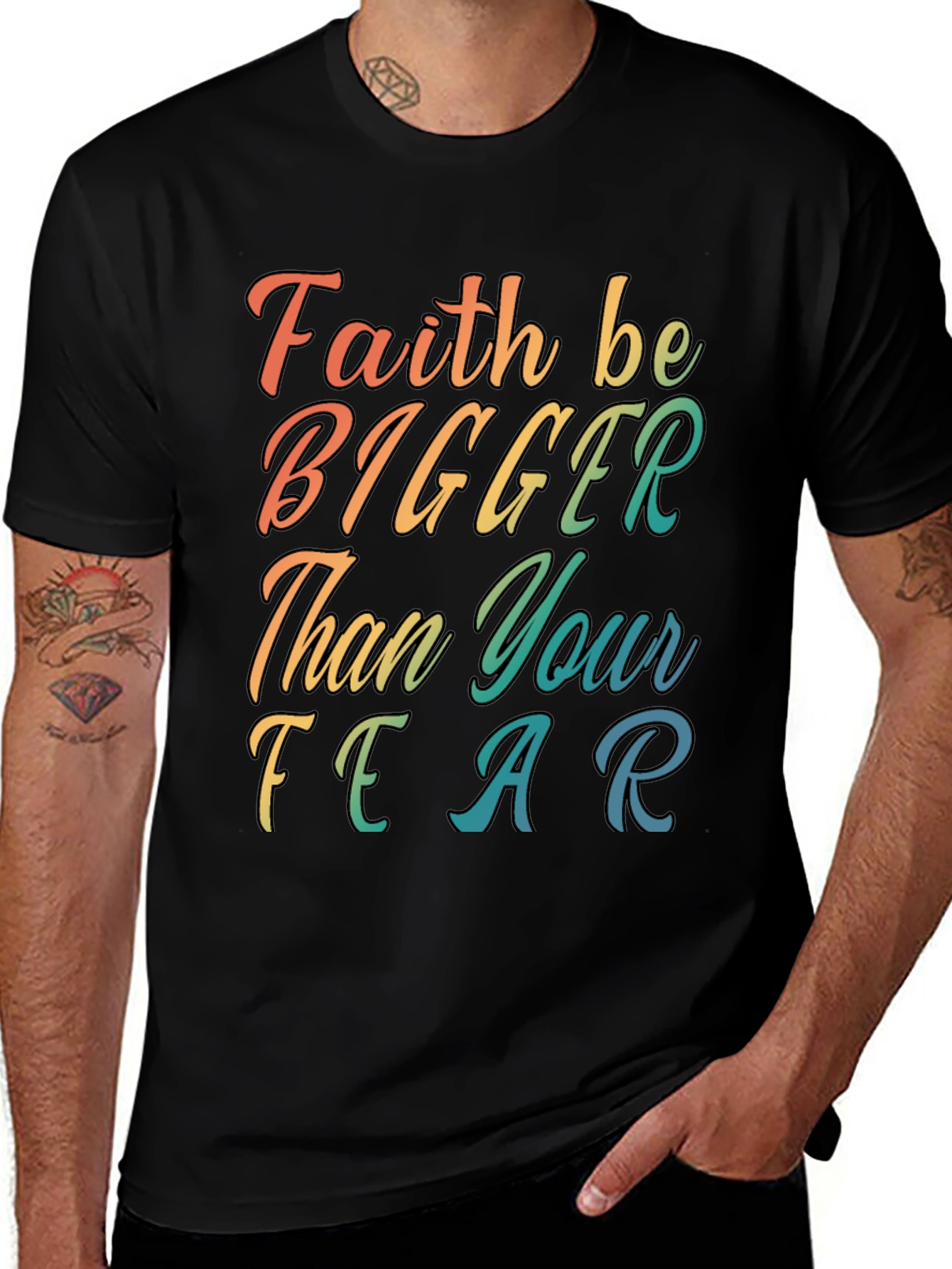 Faith Bigger Than Fear Graphic Tee - Black