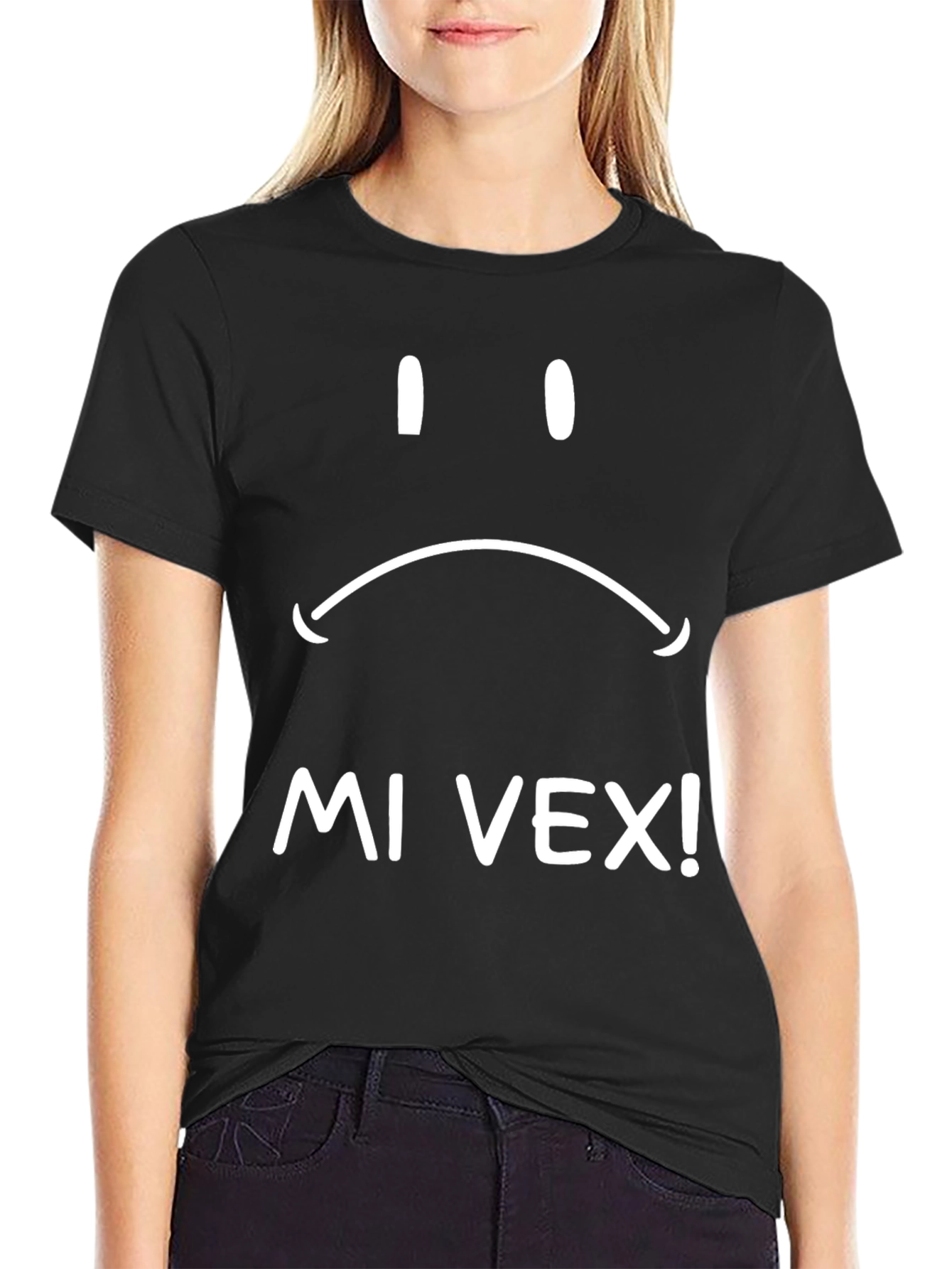 Sad Face Graphic Tee - Mi Vex! Black T-Shirt