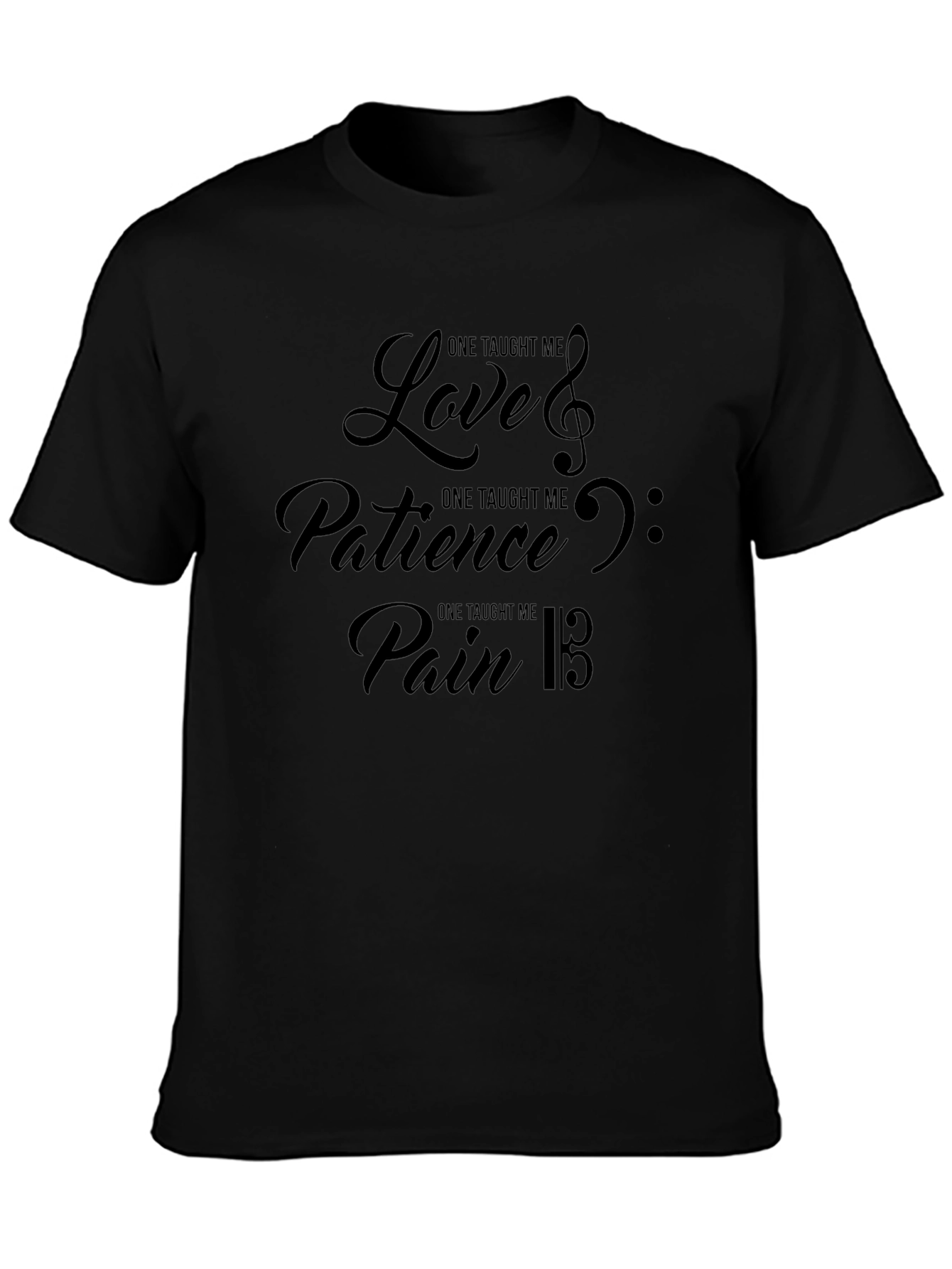 Music Motif T-Shirt: Love Patience & Pain