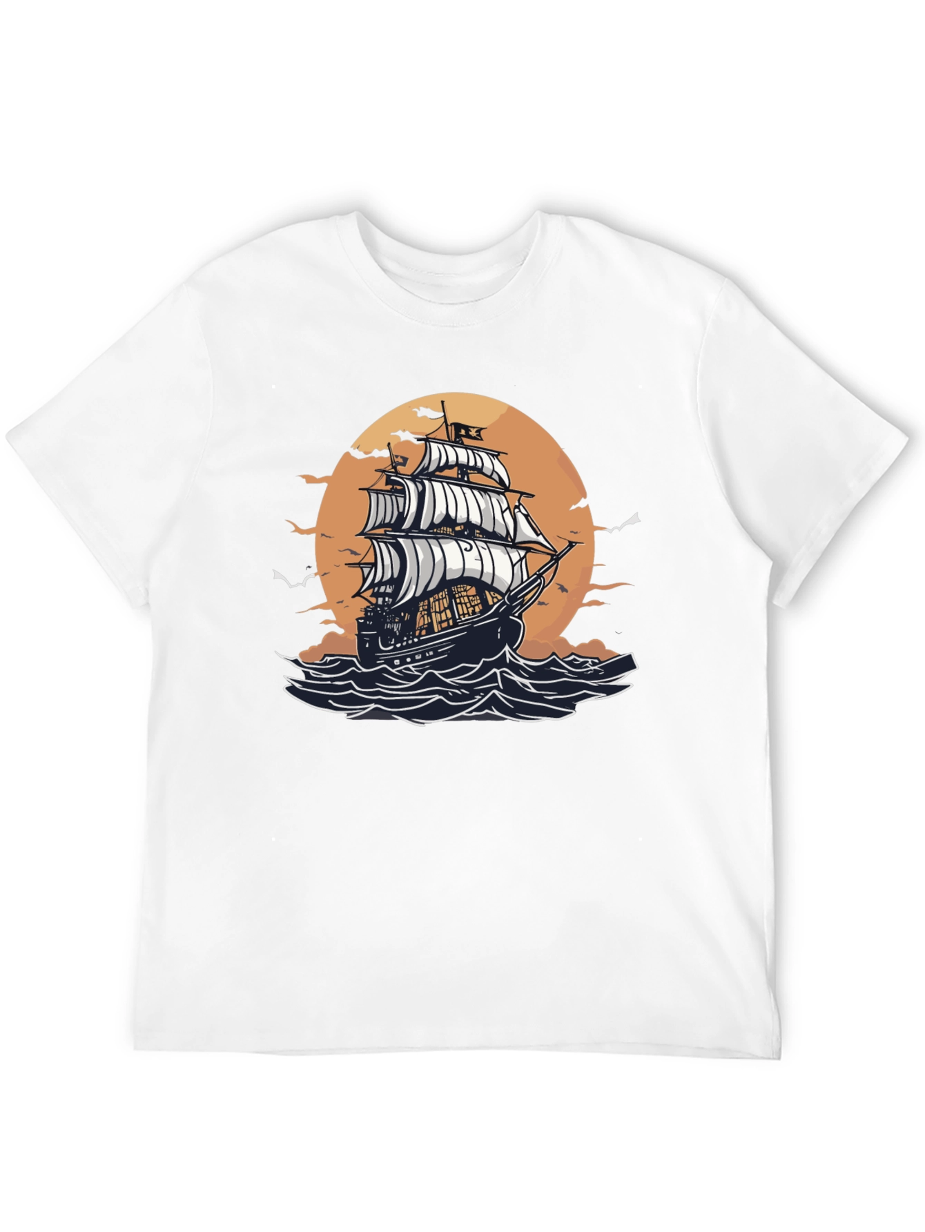 Nautical Sailboat Graphic Tee - Black