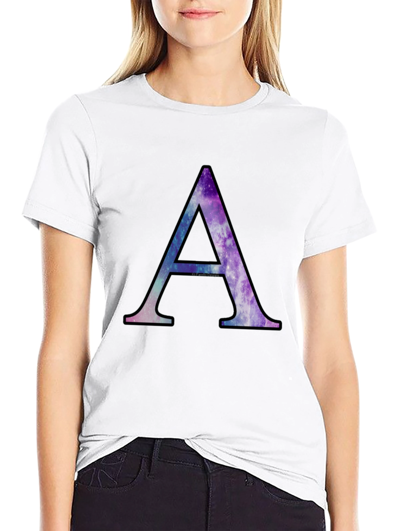 Galaxy Letter A Black T-Shirt