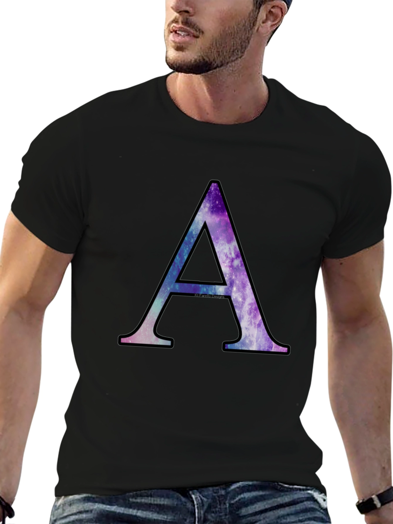 Galaxy Letter A Black T-Shirt