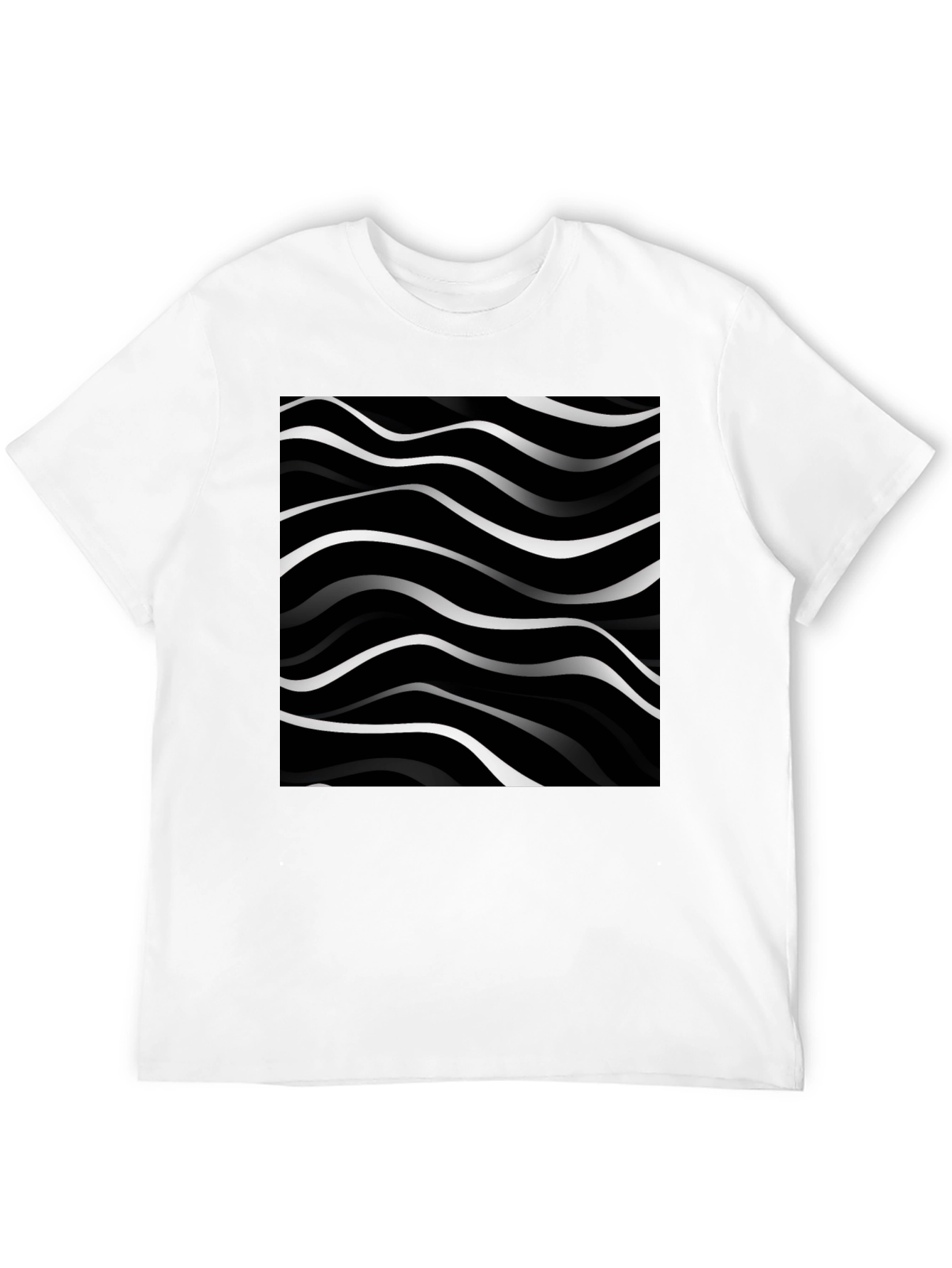 Abstract Wave Pattern Black T-Shirt