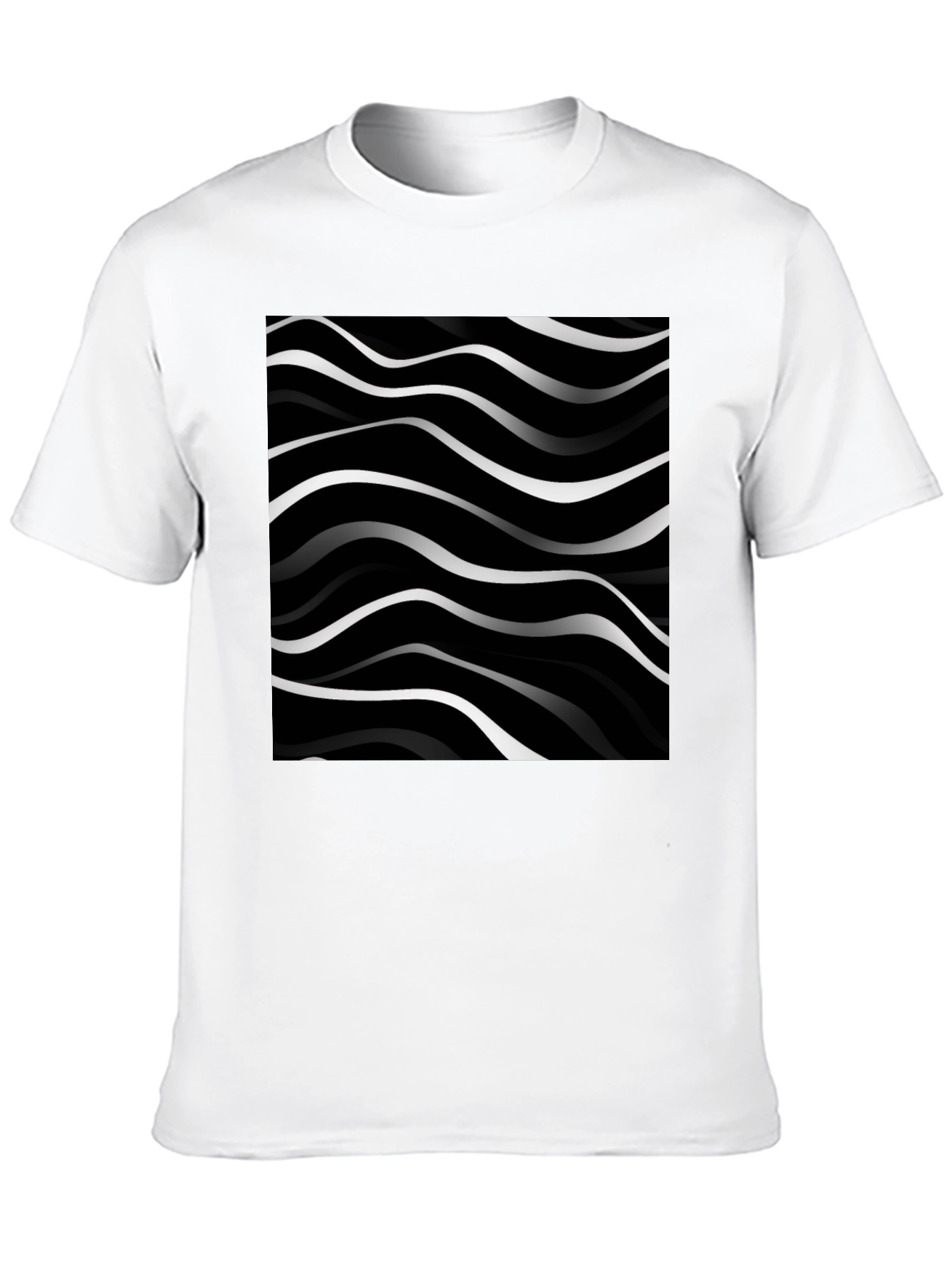 Abstract Wave Pattern Black T-Shirt