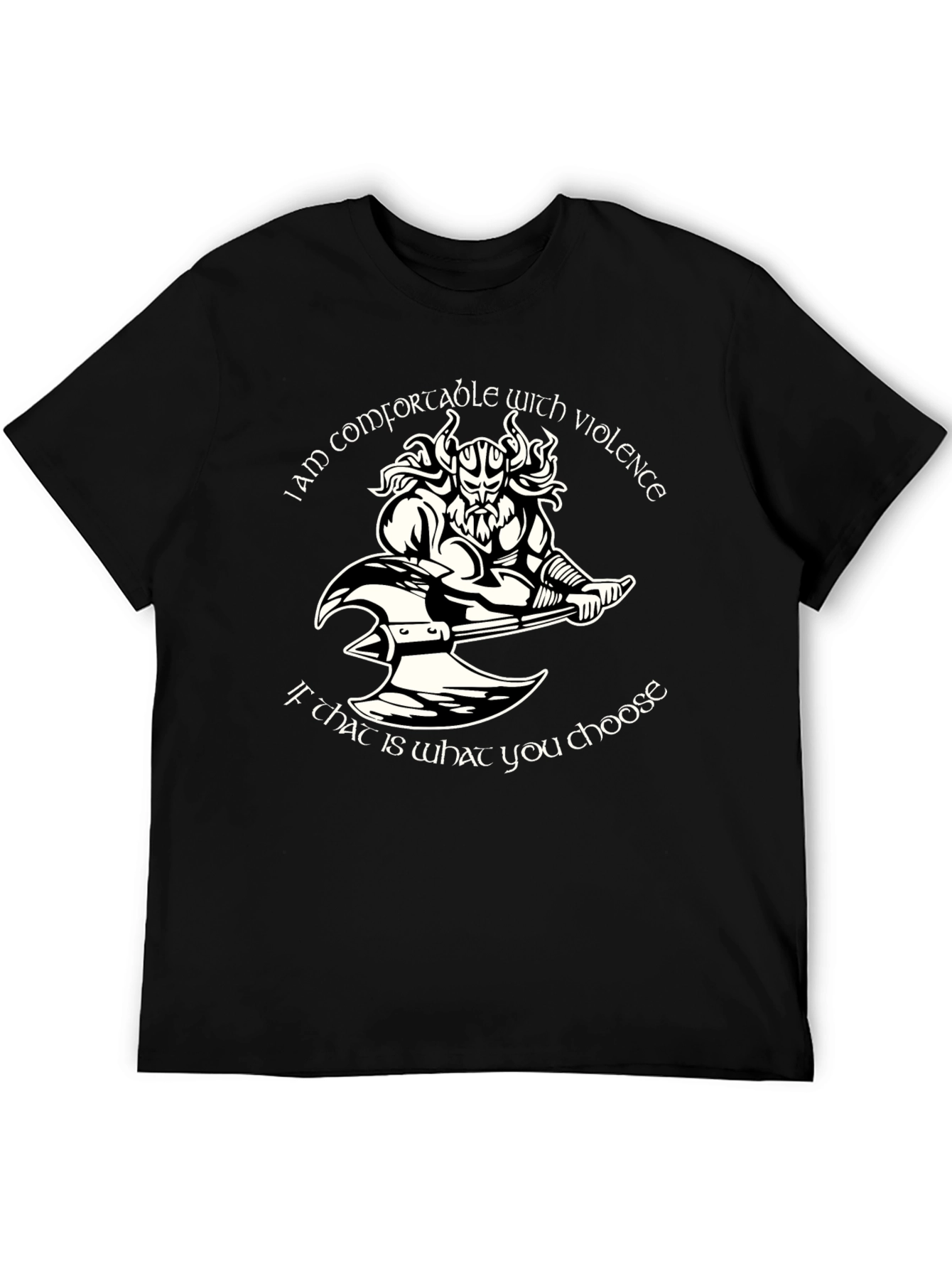 Comfortable with Violence Viking Graphic T-Shirt