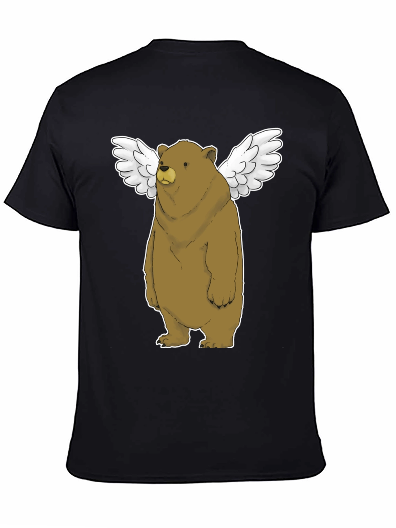 Angel Bear Graphic Tee - Comfy Casual Black T-Shirt