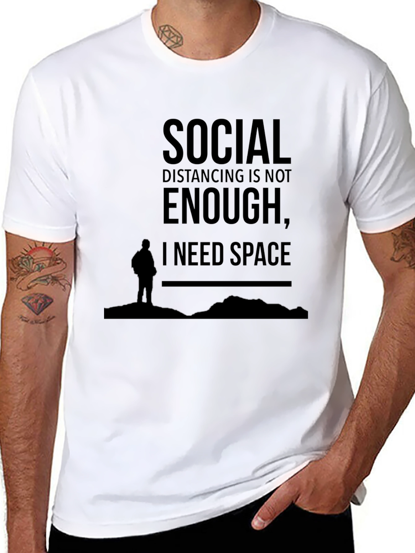 Social Distancing Space Black Graphic Tee