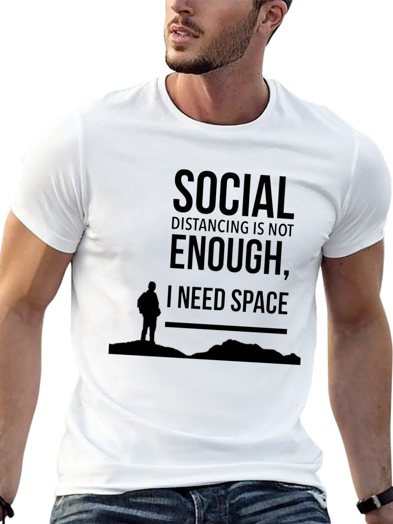 Social Distancing Space Black Graphic Tee