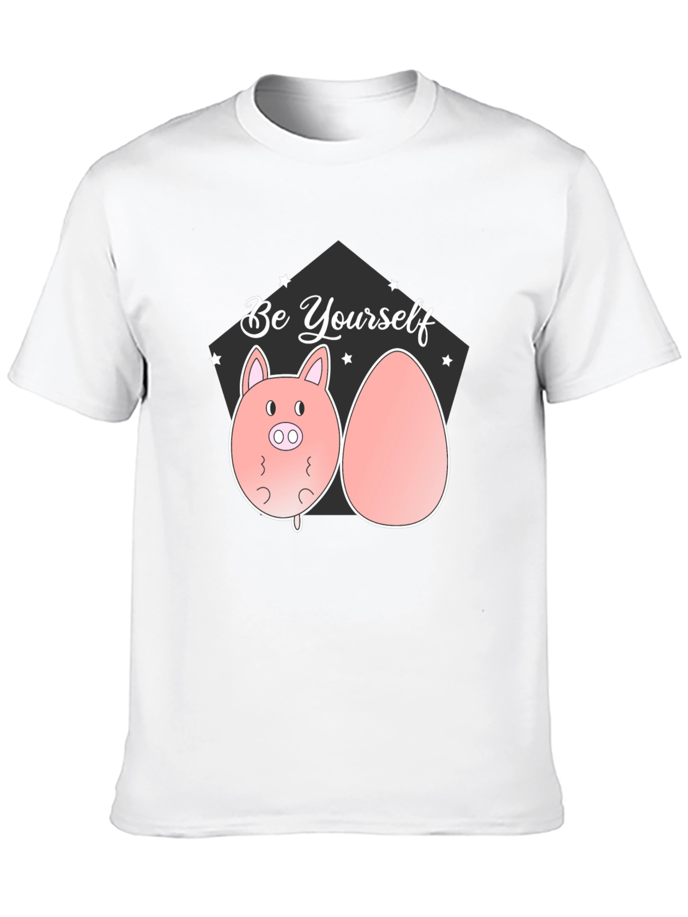 Be Yourself Pig and Egg Black T-Shirt
