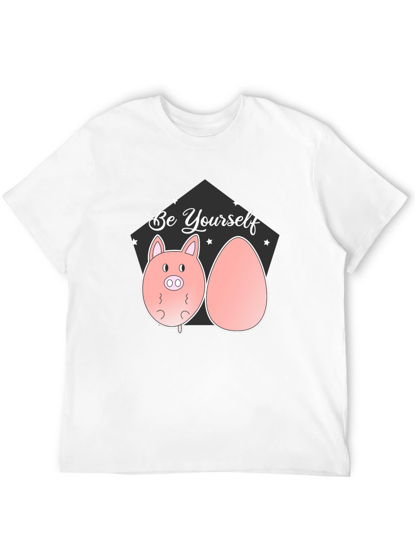Be Yourself Pig and Egg Black T-Shirt