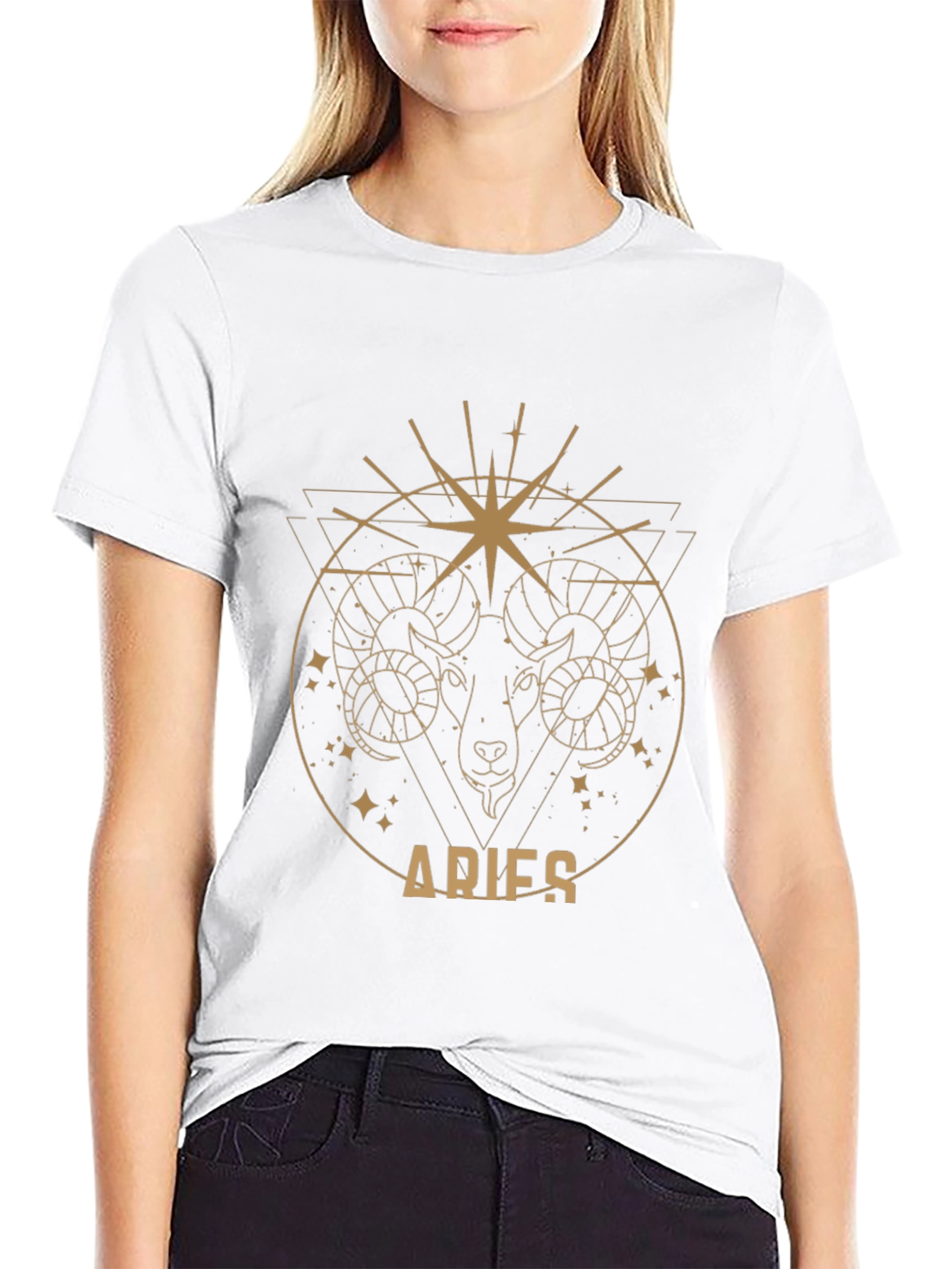 Aries Zodiac Graphic T-Shirt - Black