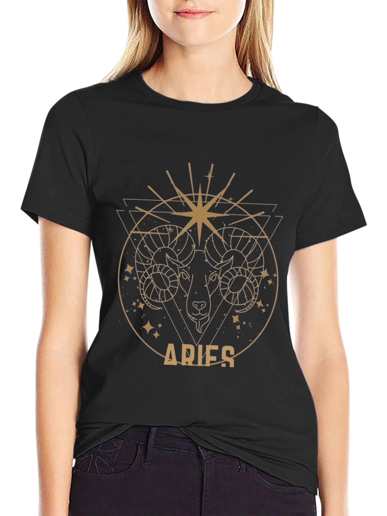 Aries Zodiac Graphic T-Shirt - Black