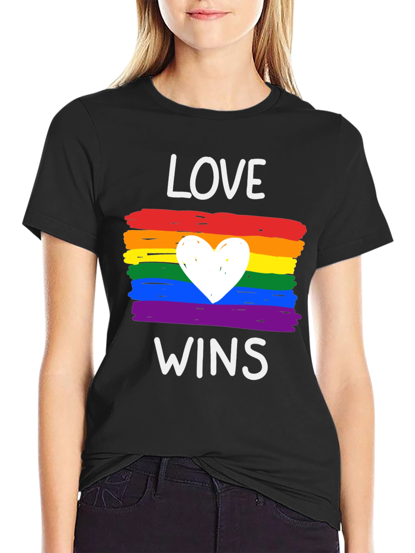 Love Wins Pride T-Shirt - Rainbow Heart Tee