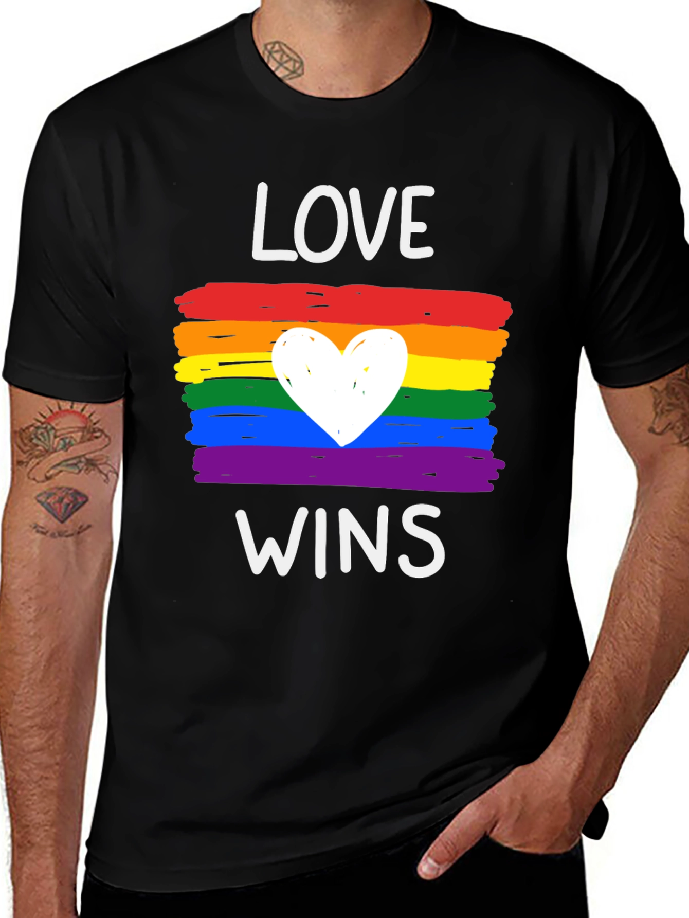 Love Wins Pride T-Shirt - Rainbow Heart Tee