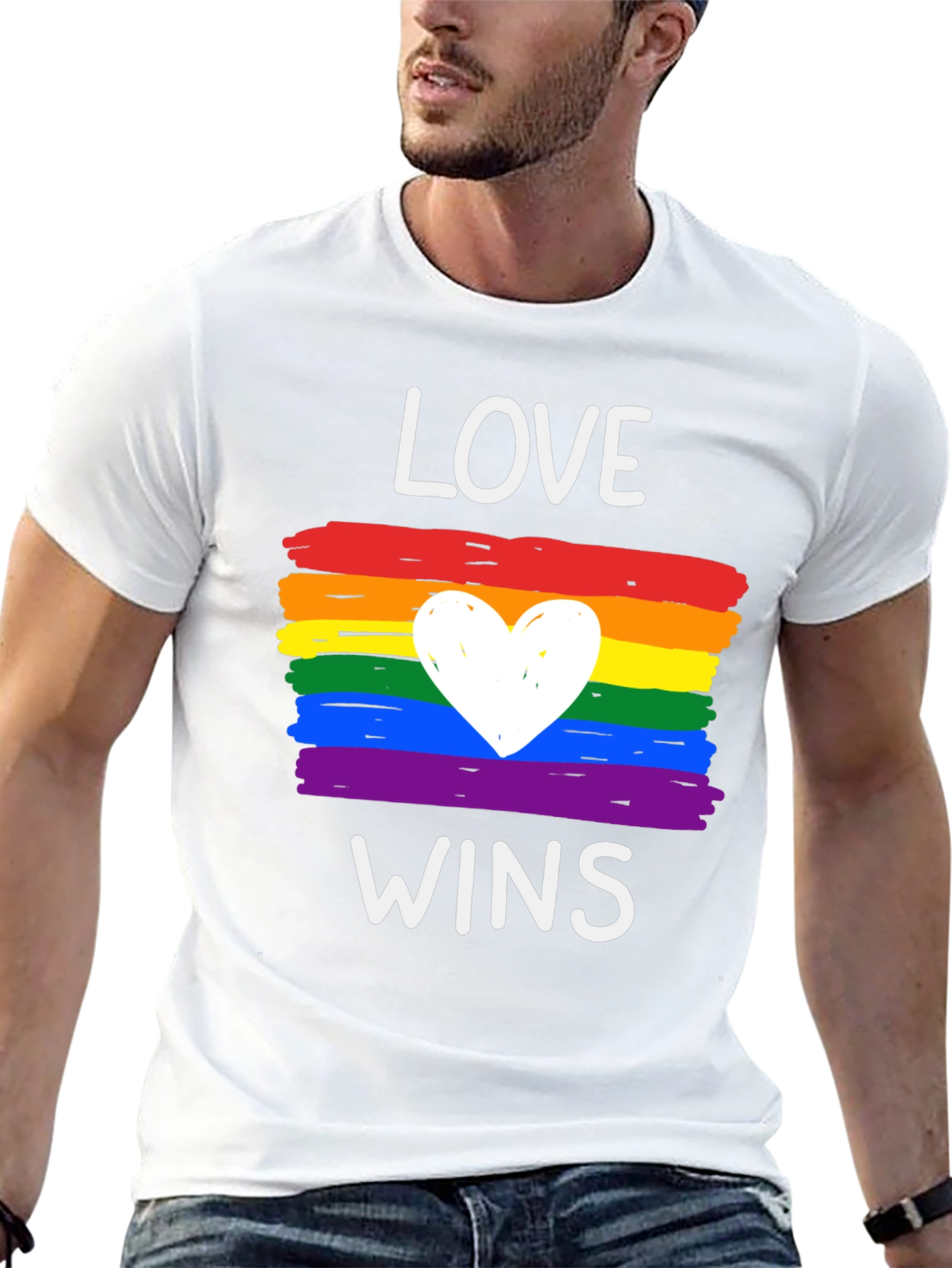 Love Wins Pride T-Shirt - Rainbow Heart Tee