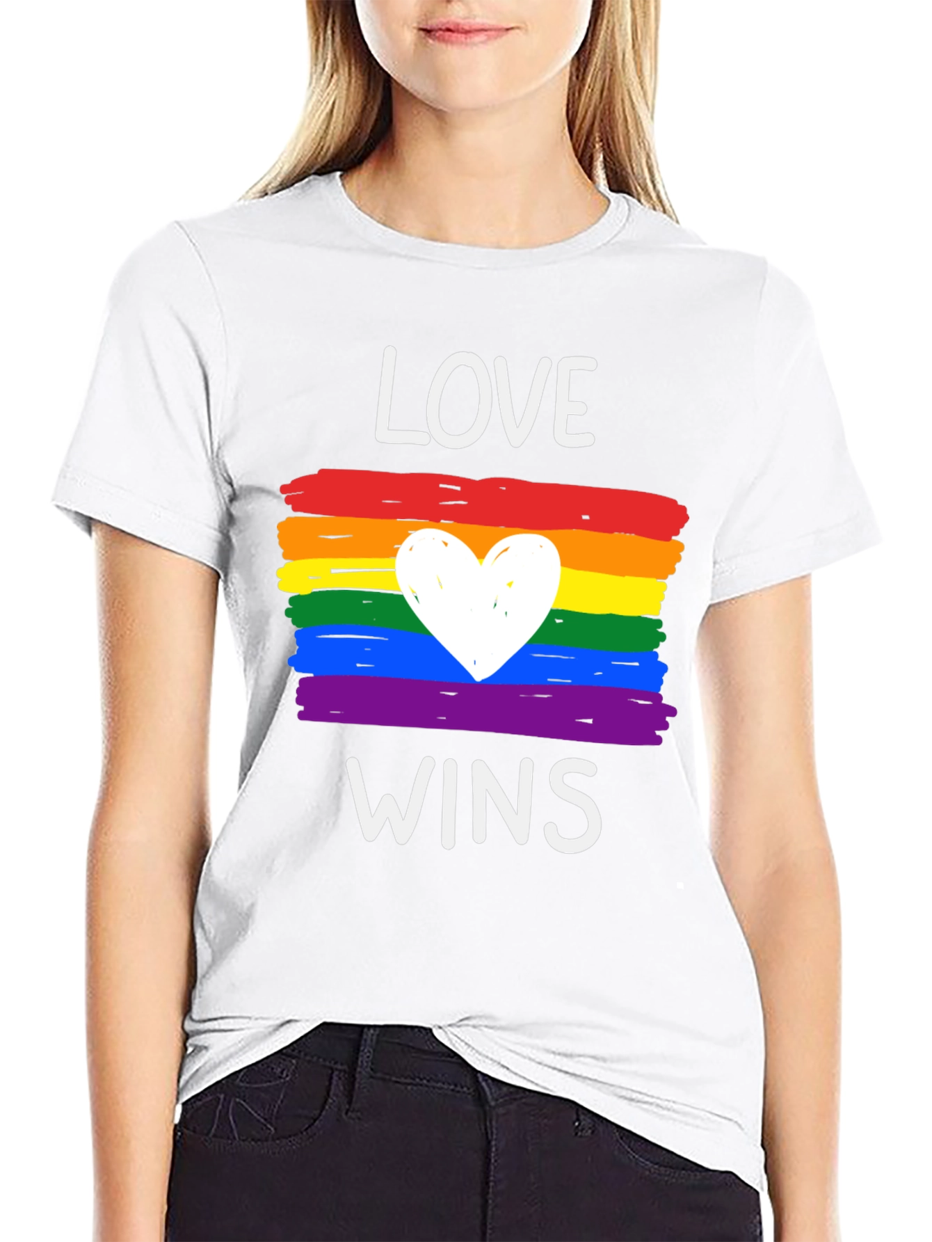 Love Wins Pride T-Shirt - Rainbow Heart Tee
