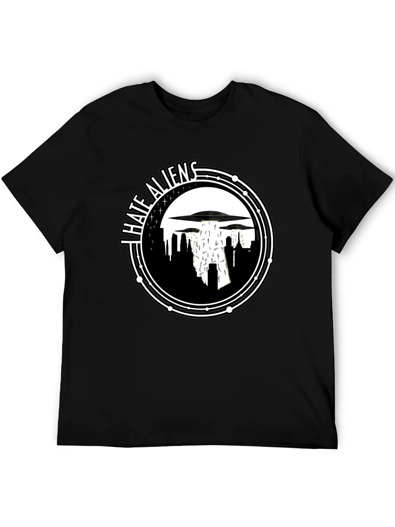 I Hate Aliens Graphic T-Shirt - Black