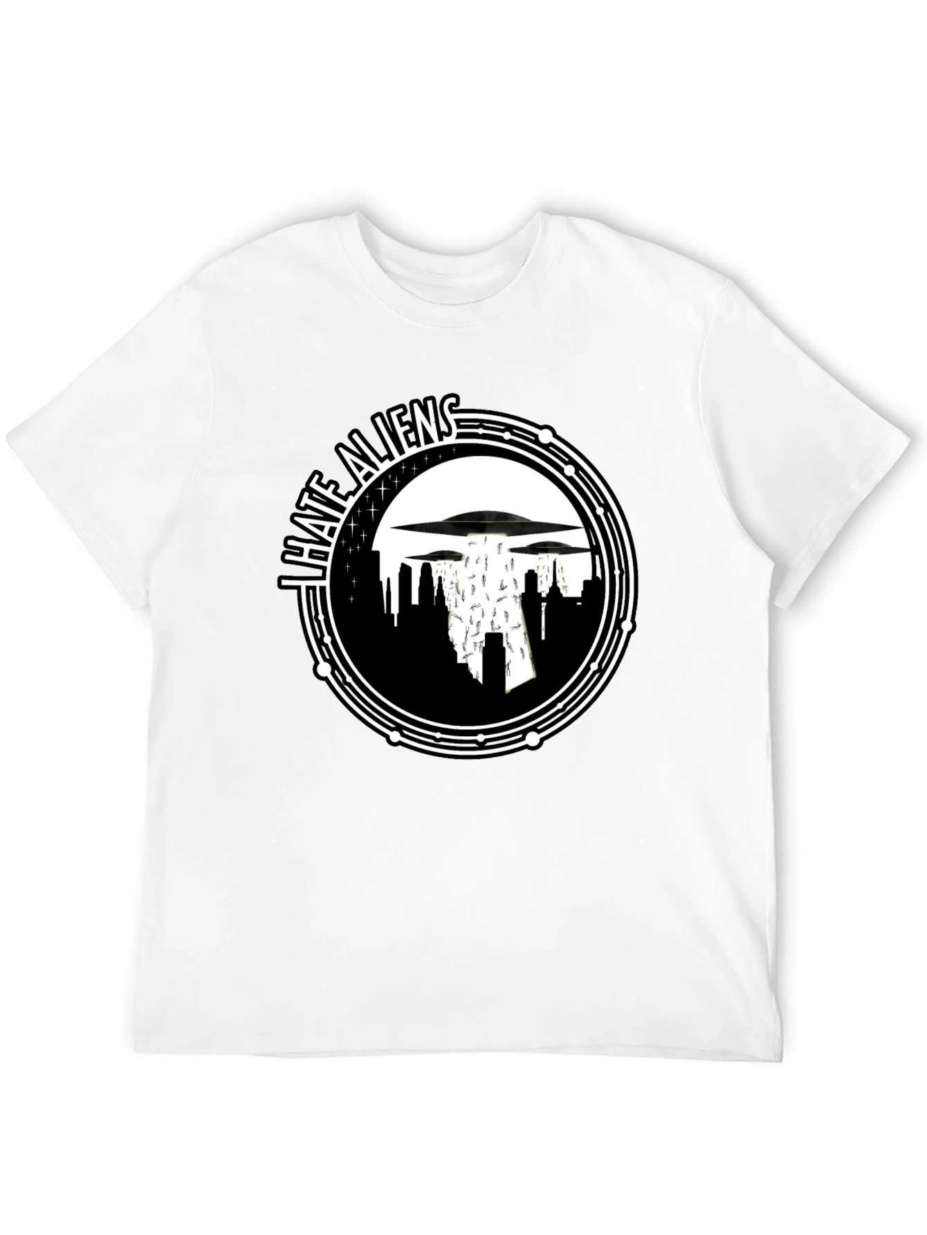 I Hate Aliens Graphic T-Shirt - Black