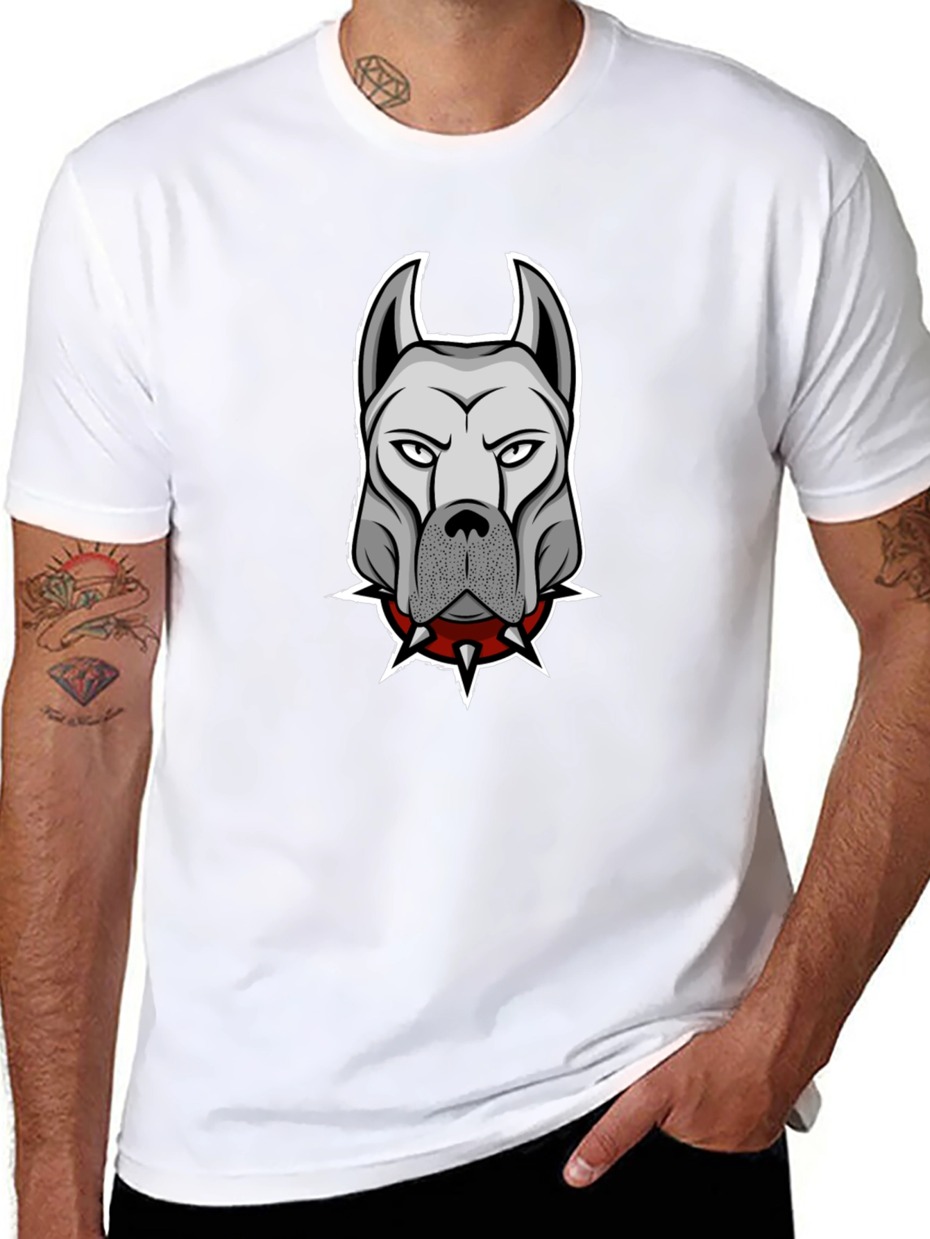 Mens Black T-Shirt with Dog Graphic