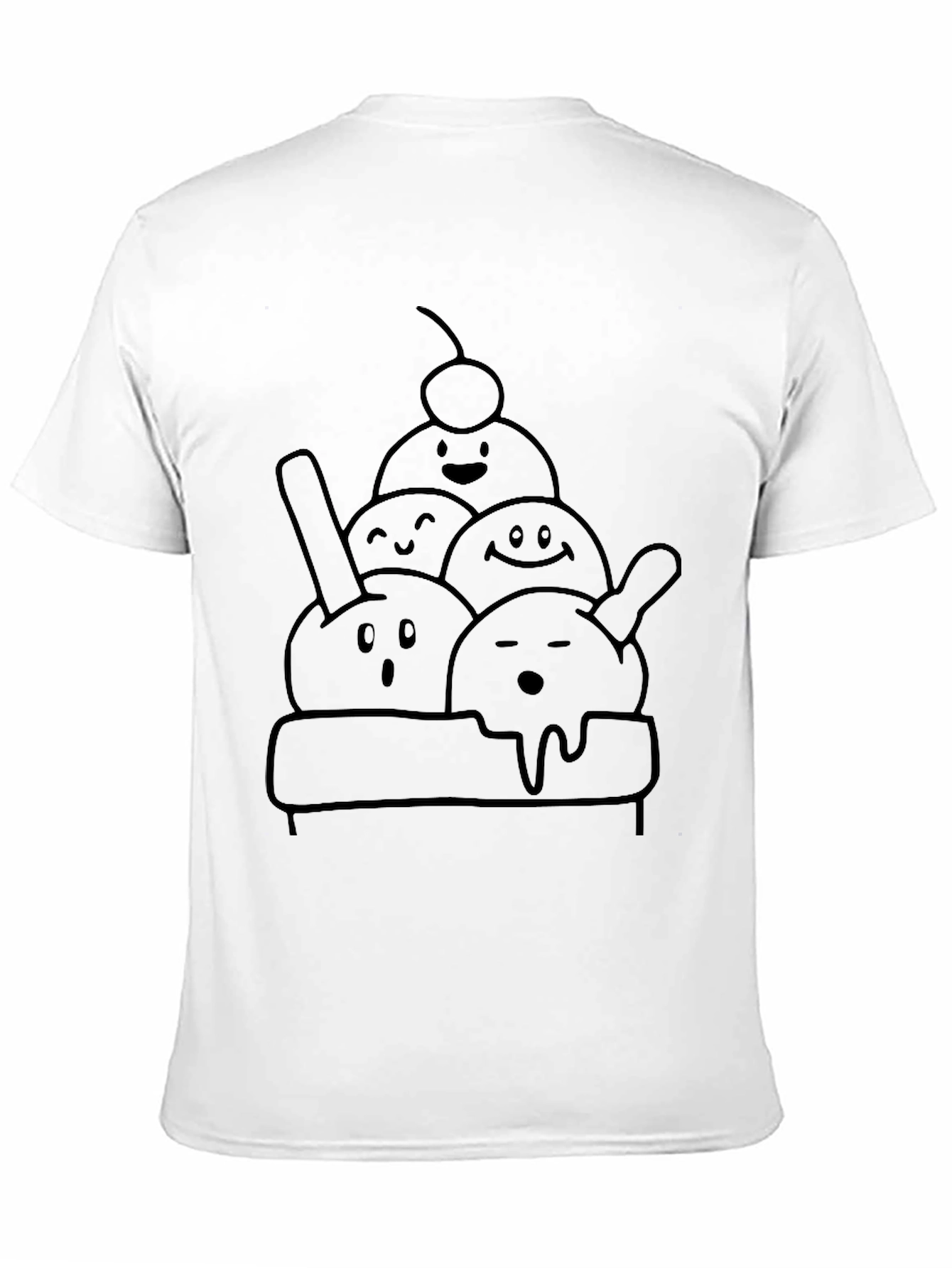 Funny Ice Cream Character Black T-Shirt