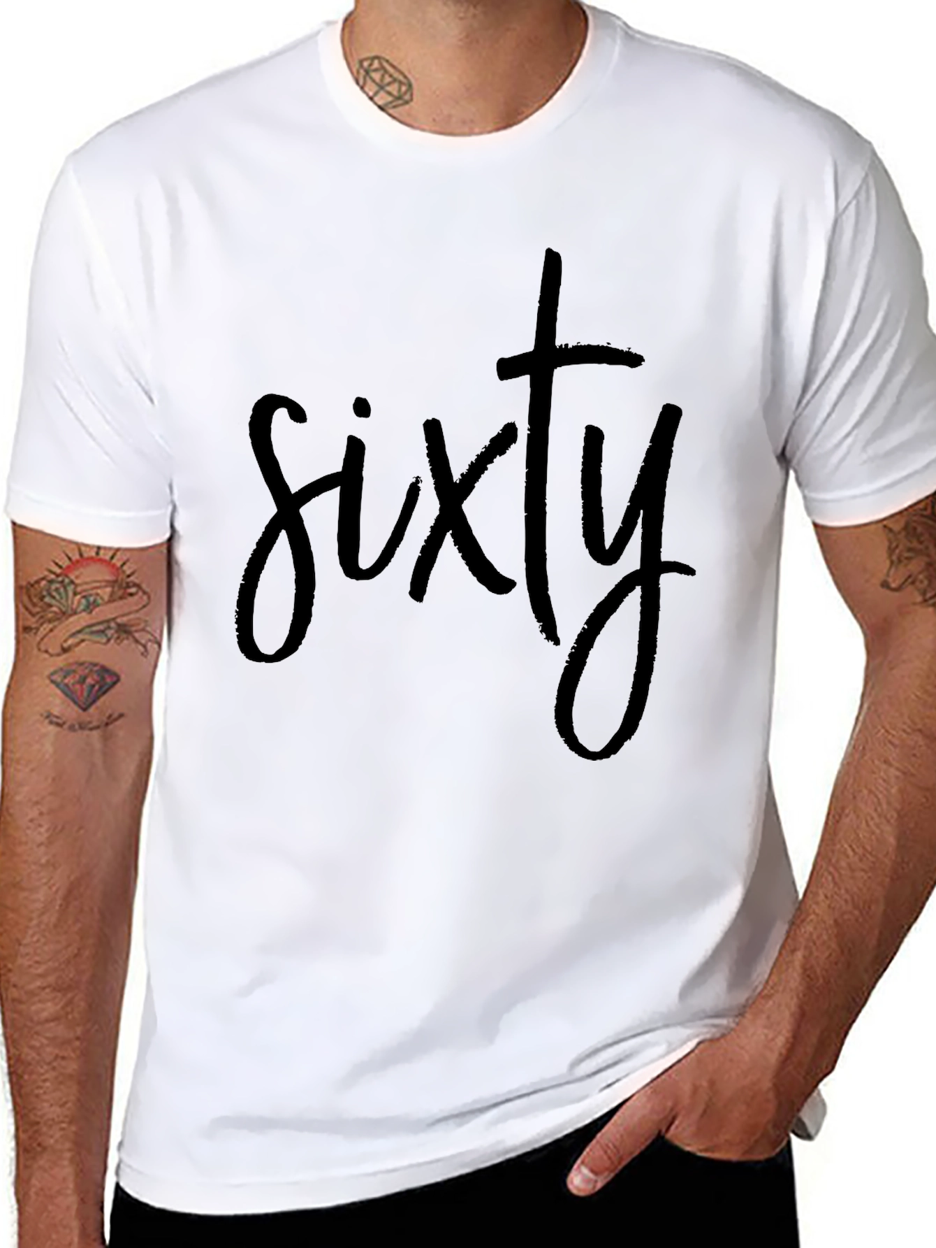Sixty Graphic Tee - Mens Black Crew Neck T-Shirt