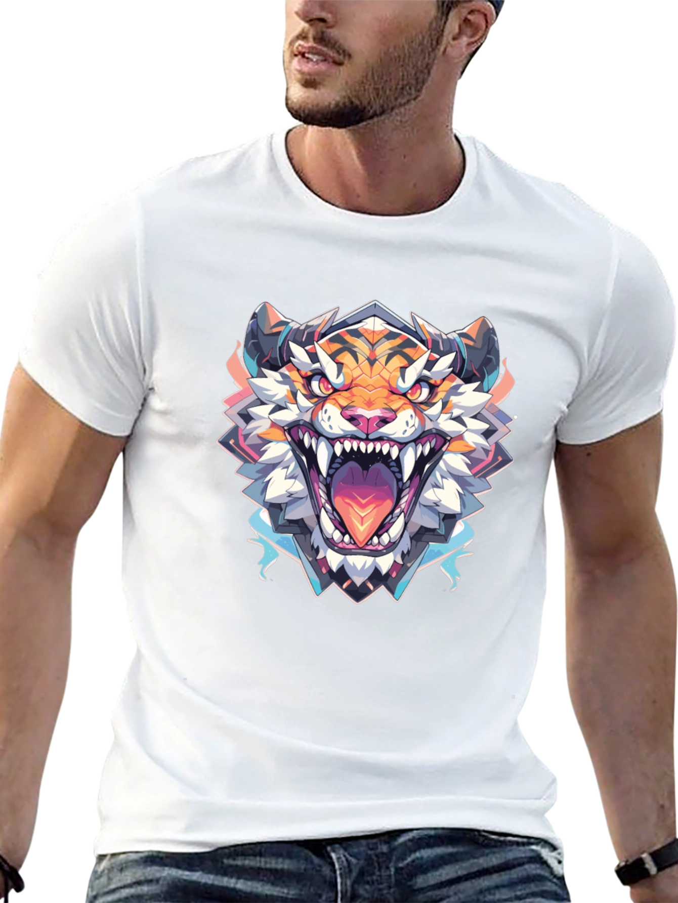 Roaring Tiger Graphic Tee - Black Cotton Shirt