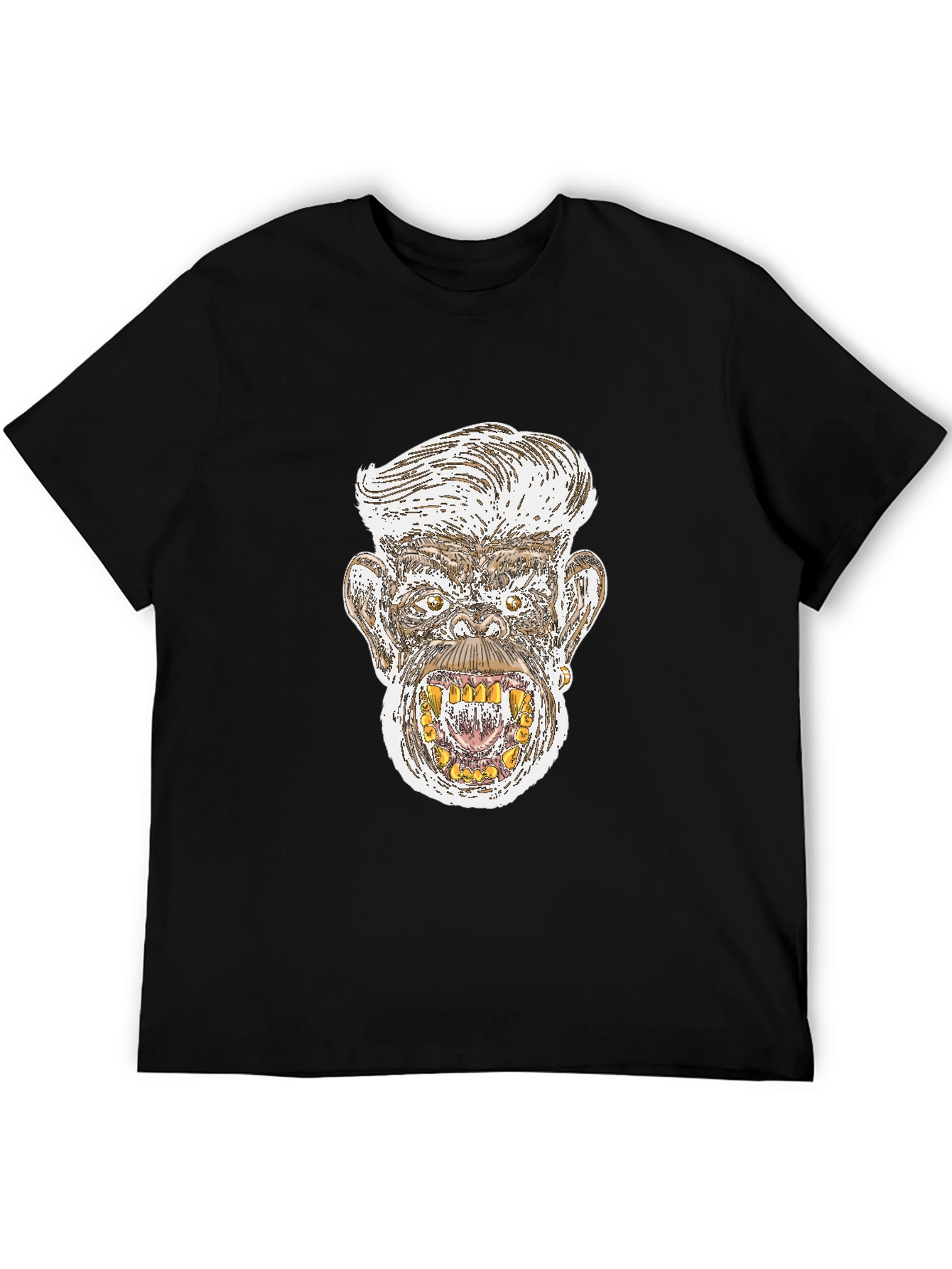 Monkey Graphic Print Black T-Shirt