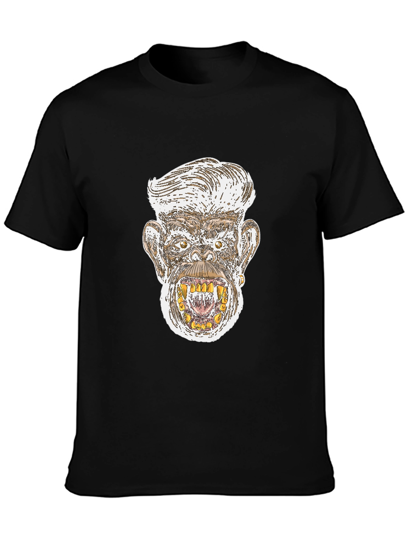 Monkey Graphic Print Black T-Shirt