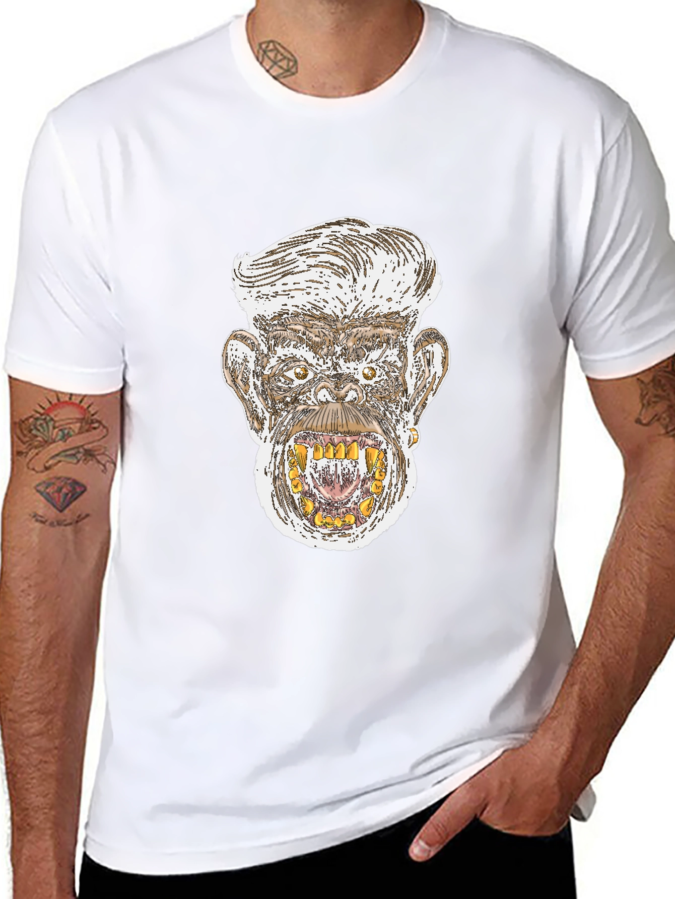 Monkey Graphic Print Black T-Shirt