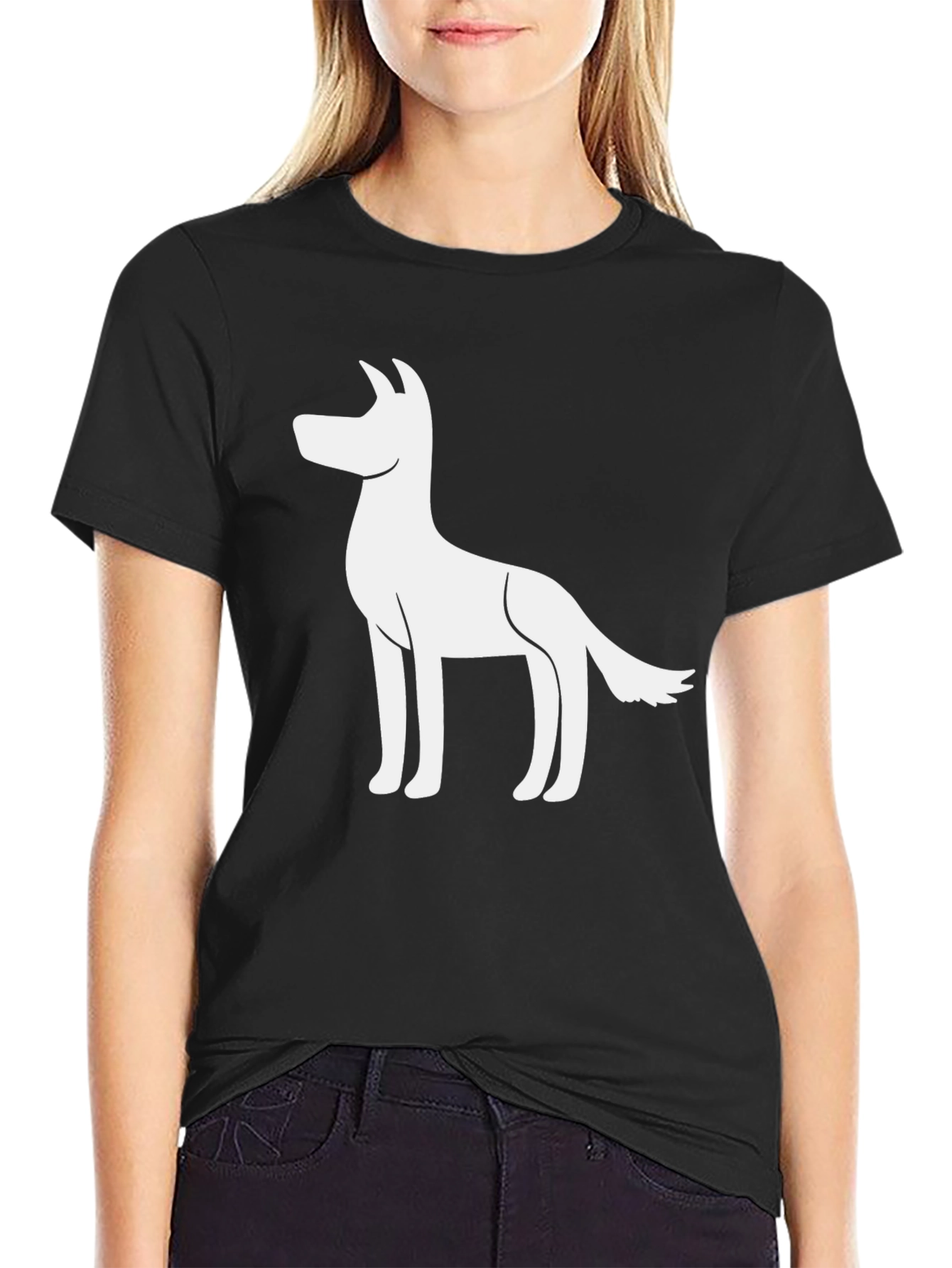 Dog Graphic T-Shirt - Black Cotton Blend Tee