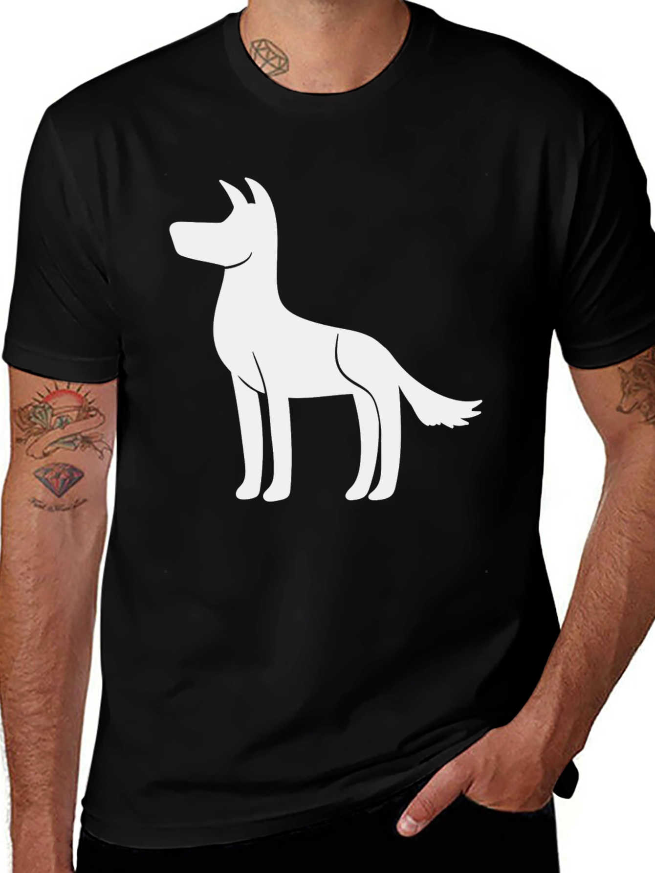 Dog Graphic T-Shirt - Black Cotton Blend Tee