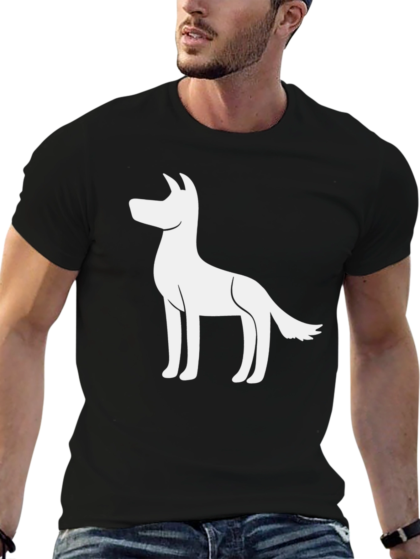 Dog Graphic T-Shirt - Black Cotton Blend Tee