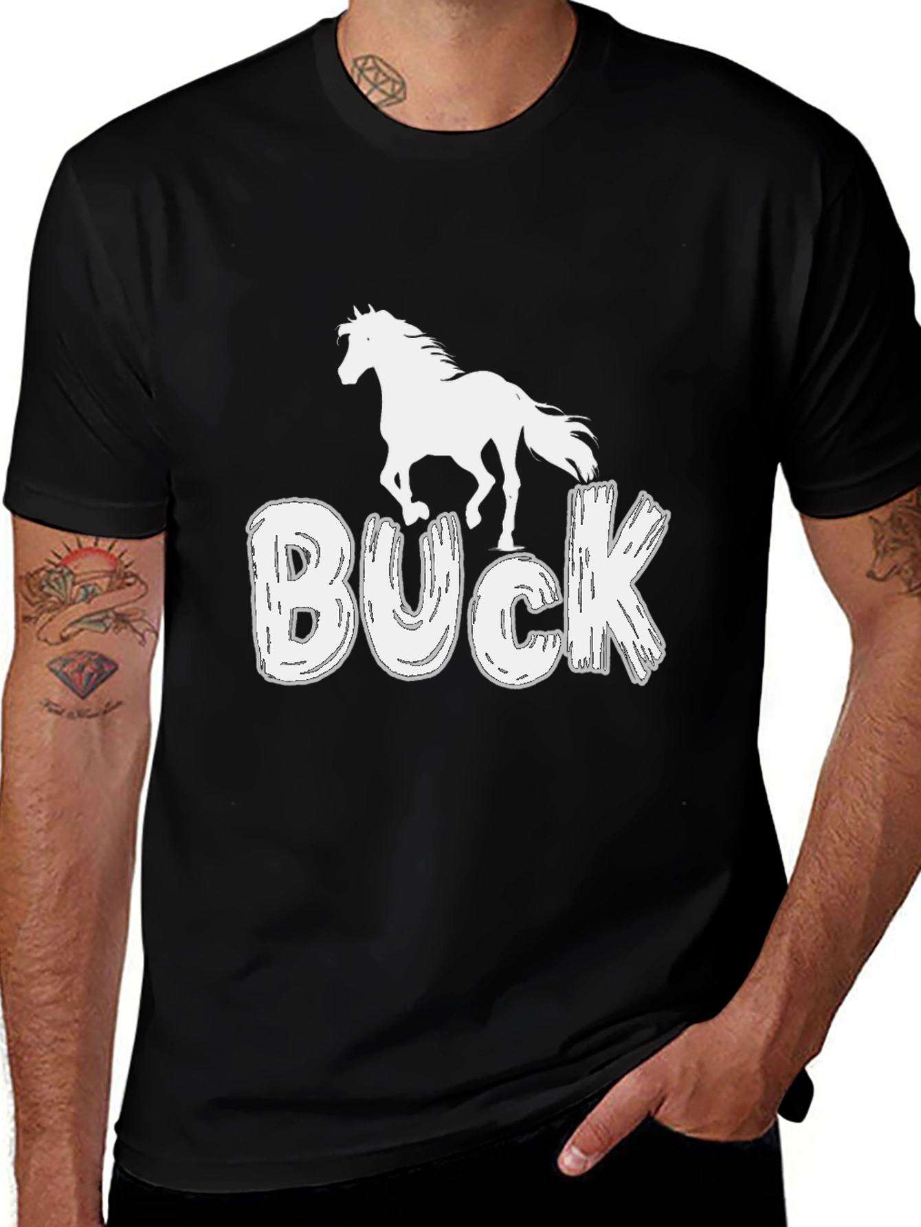 Buck Horse T-Shirt - Black Graphic Tee