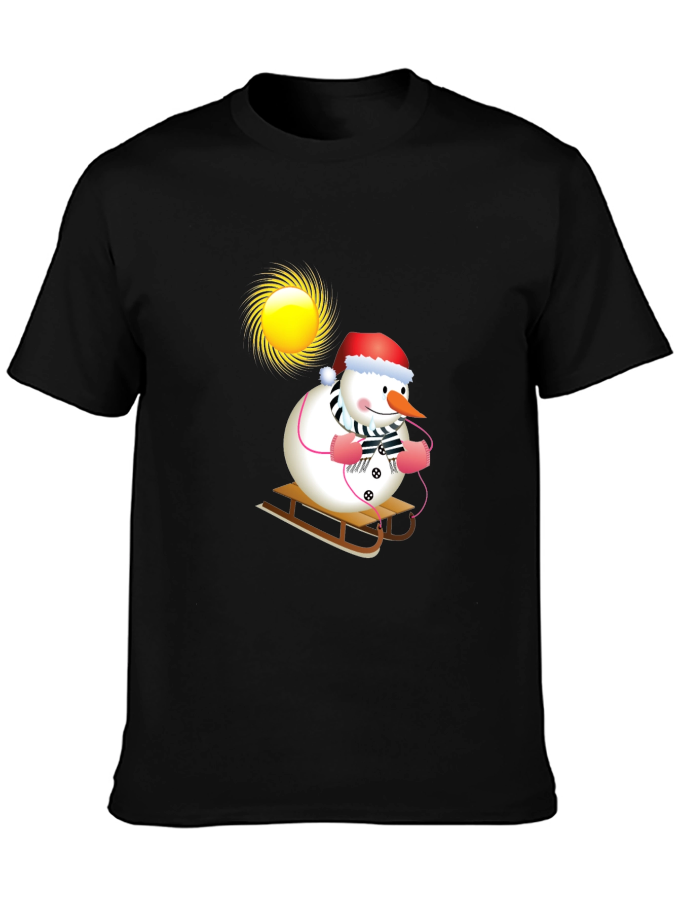 Festive Snowman Sledding T-Shirt - Holiday Cheer