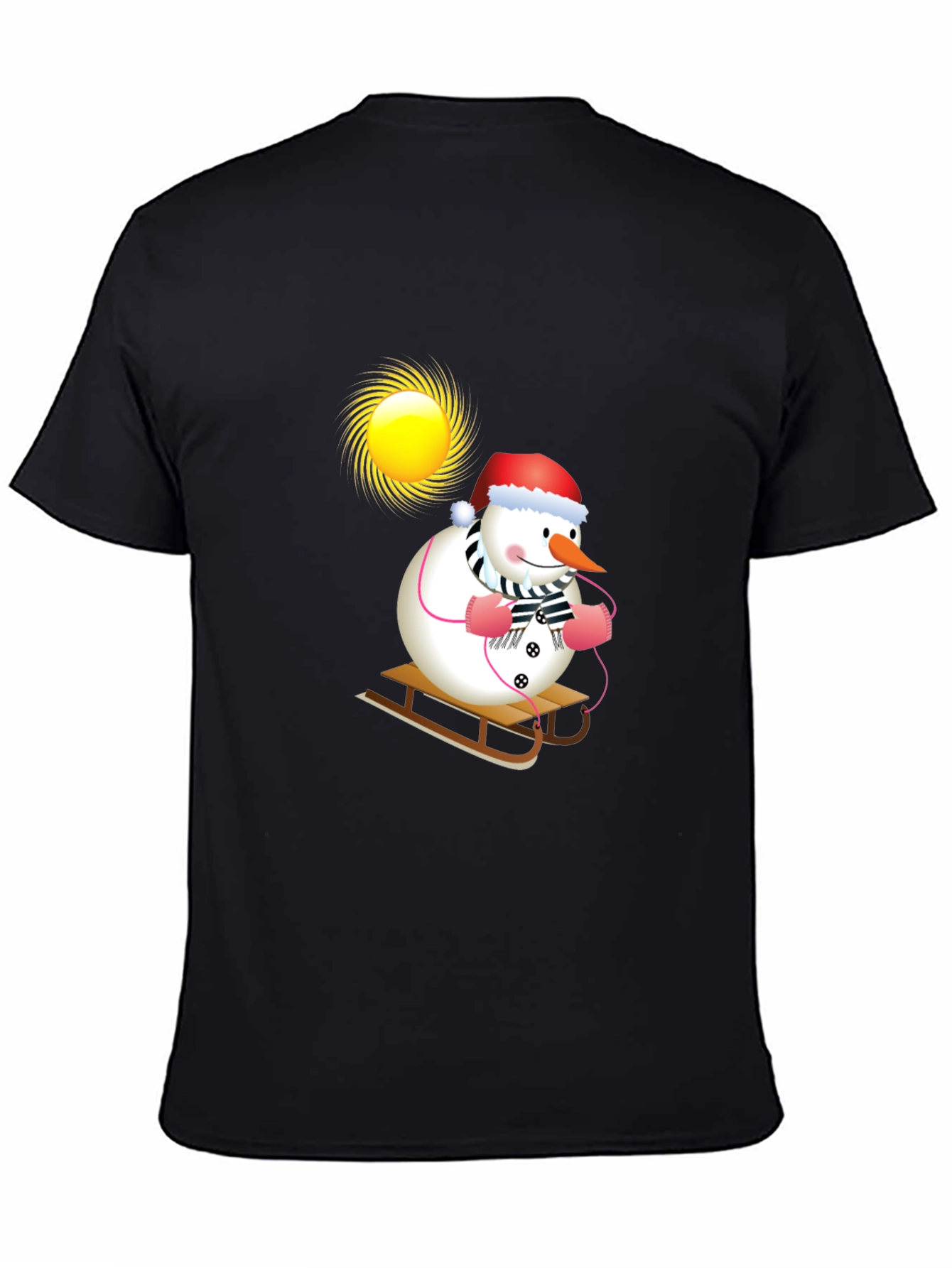 Festive Snowman Sledding T-Shirt - Holiday Cheer